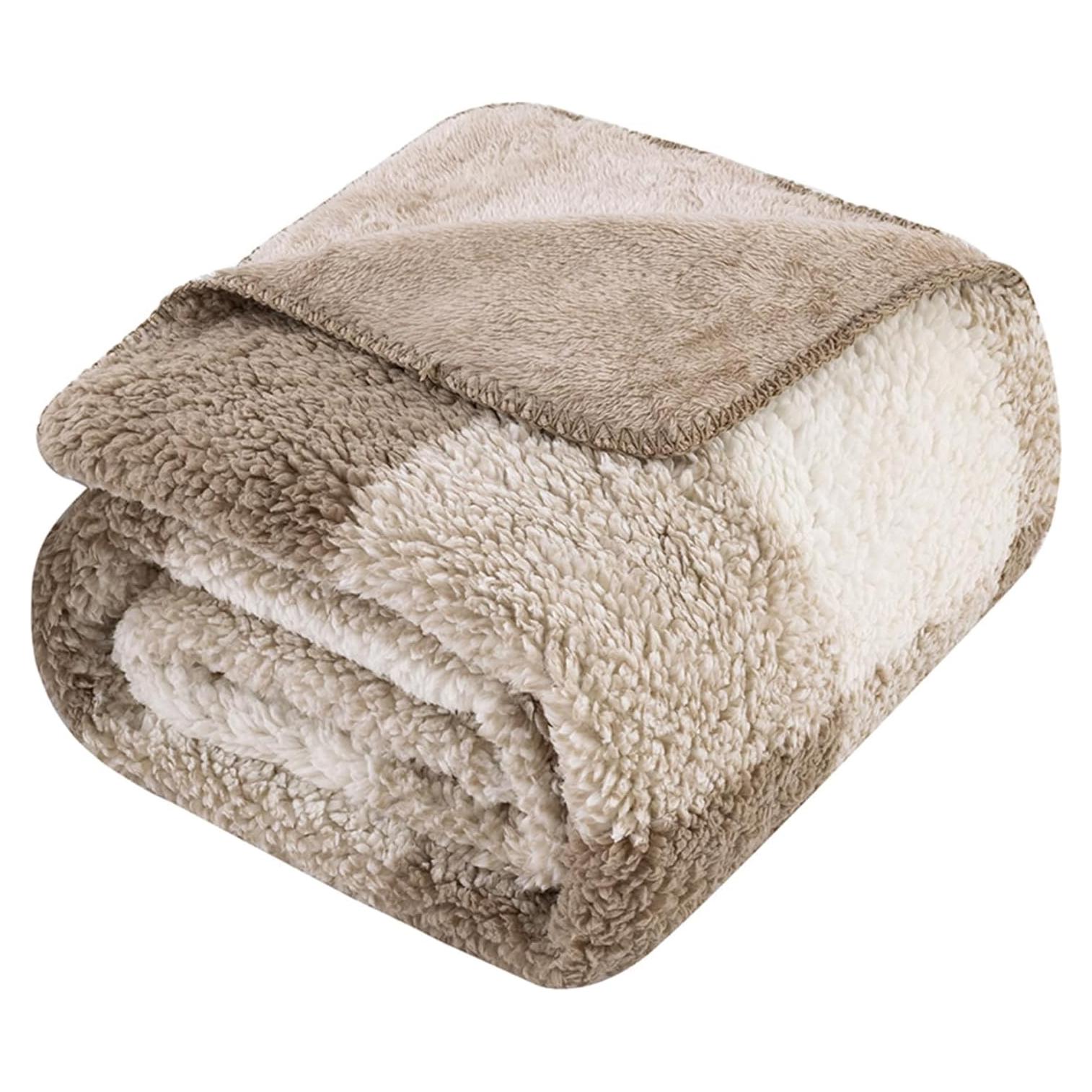 Manta LURKA de Sherpa Caqui 127x152 cm - Suave y Gruesa