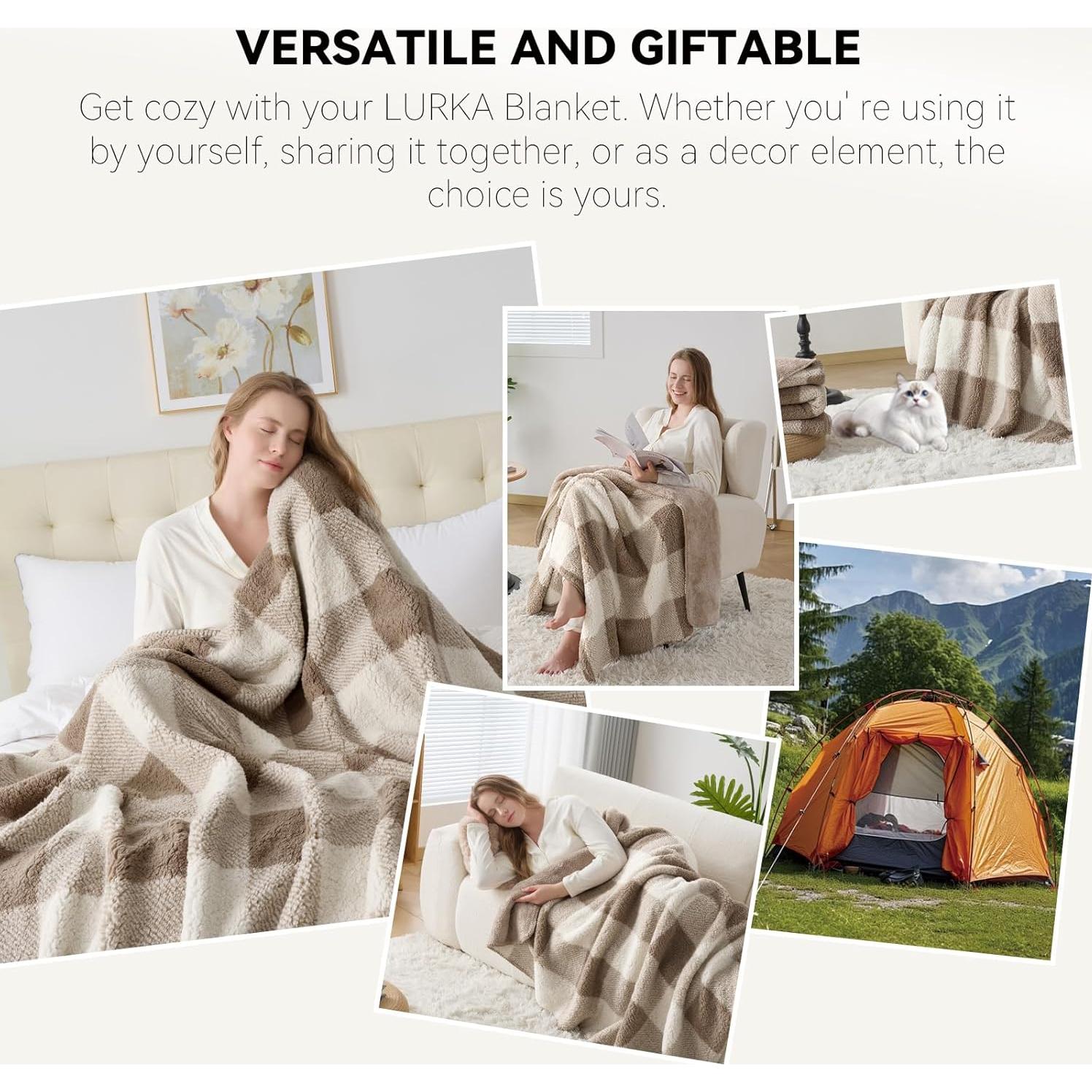 Manta LURKA de Sherpa Caqui 127x152 cm - Suave y Gruesa