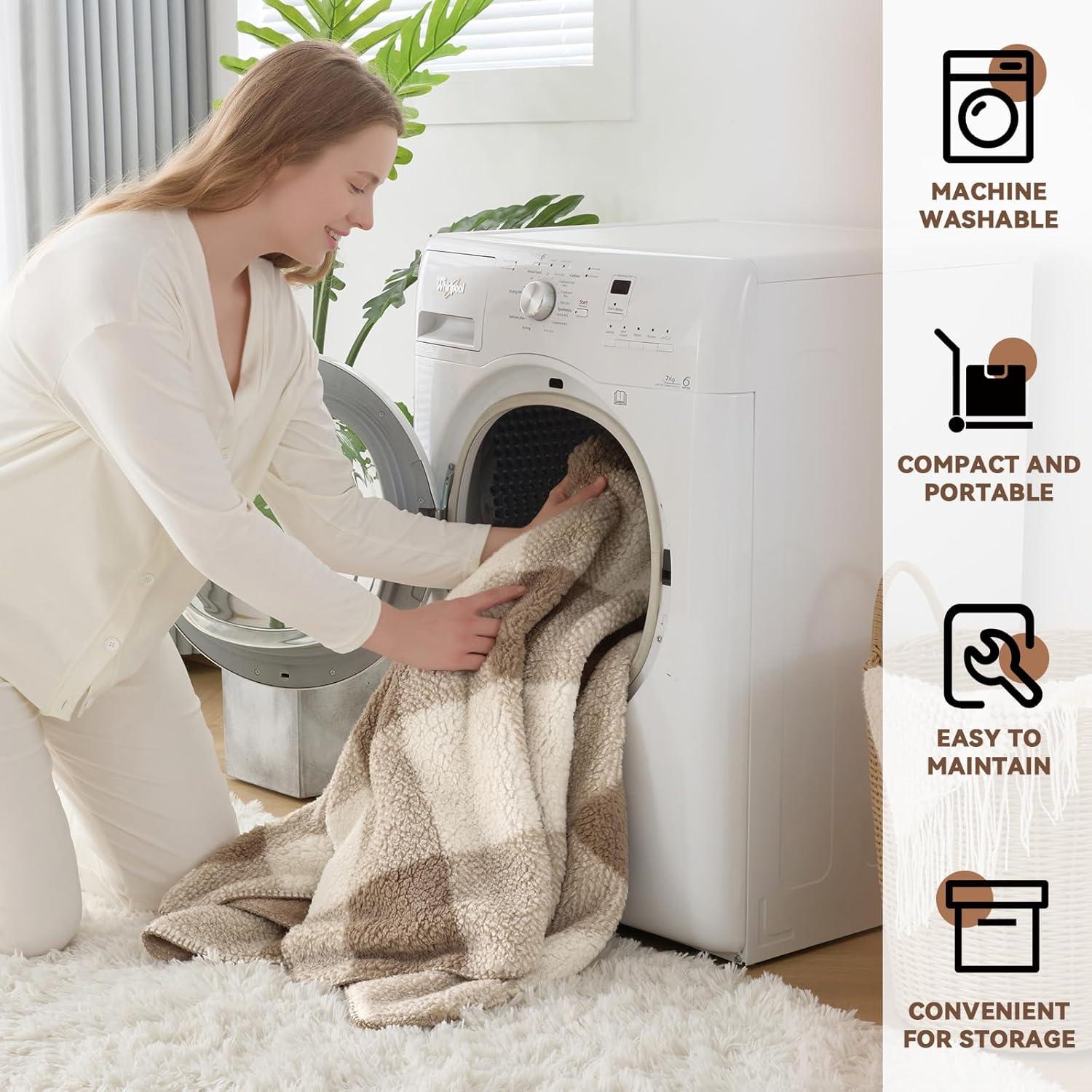 Manta LURKA de Sherpa Caqui 127x152 cm - Suave y Gruesa