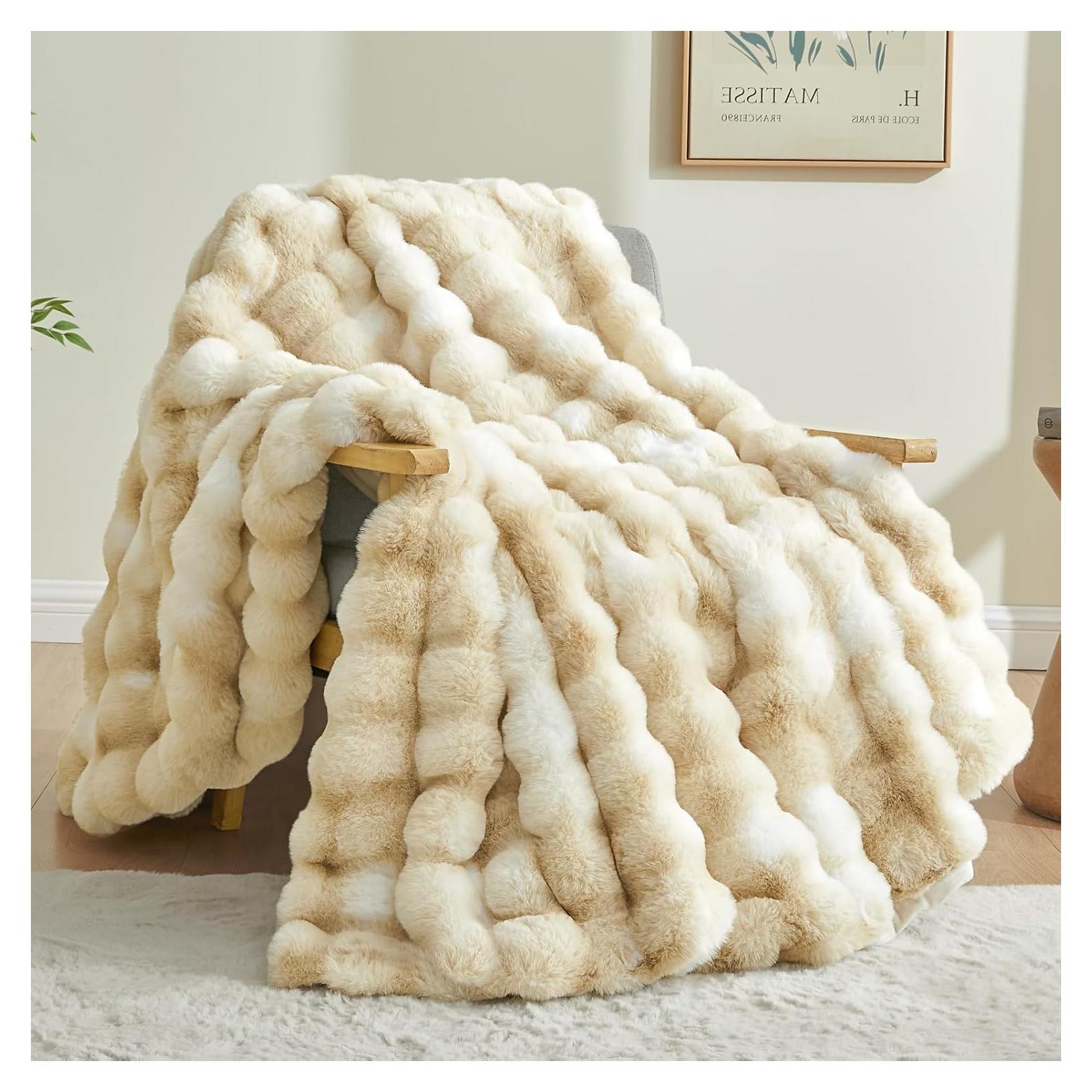 Manta de Piel Sintética BEDELITE 127x152 cm Tie-Dye Caqui