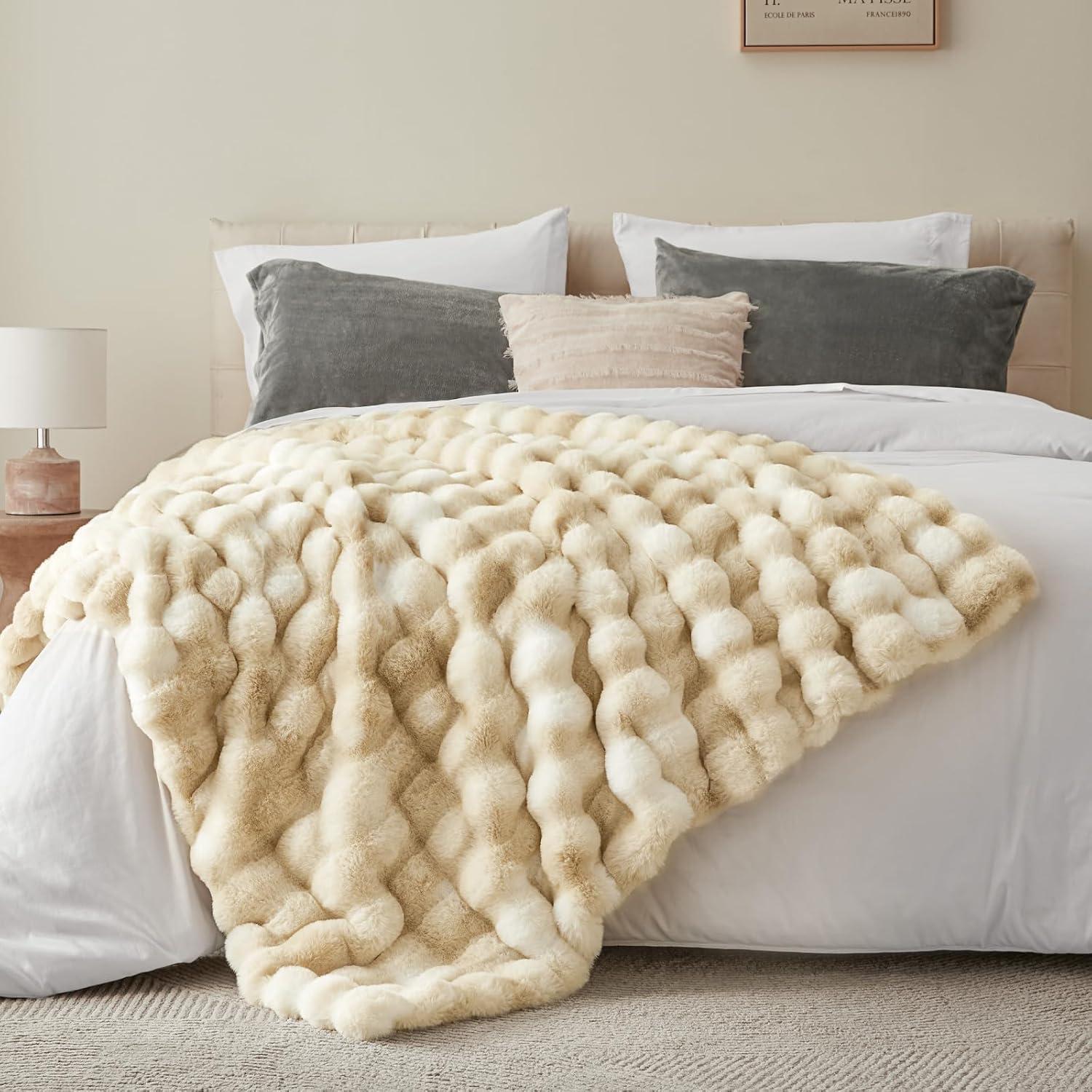 Manta de Piel Sintética BEDELITE 127x152 cm Tie-Dye Caqui