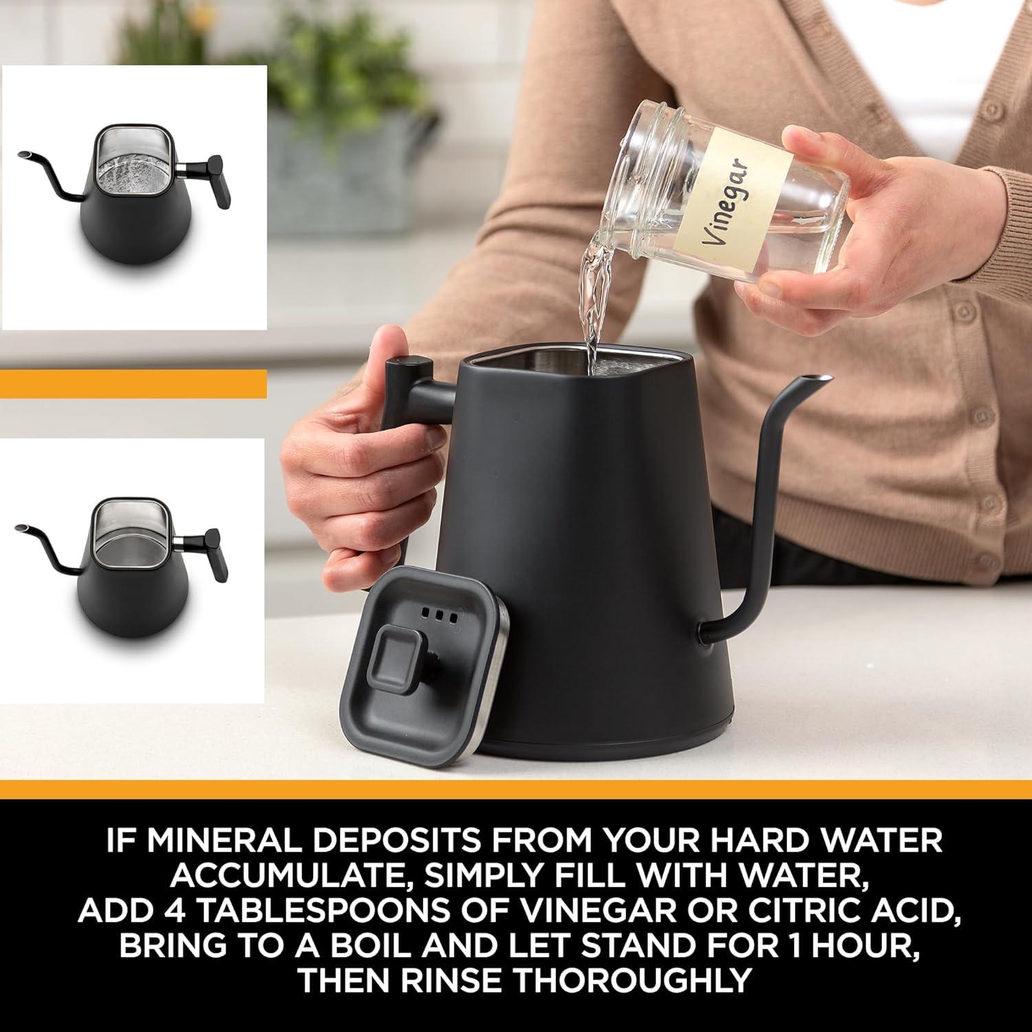 Hervidor Eléctrico Kettle & Bloom 1L Cuello de Ganso Negro