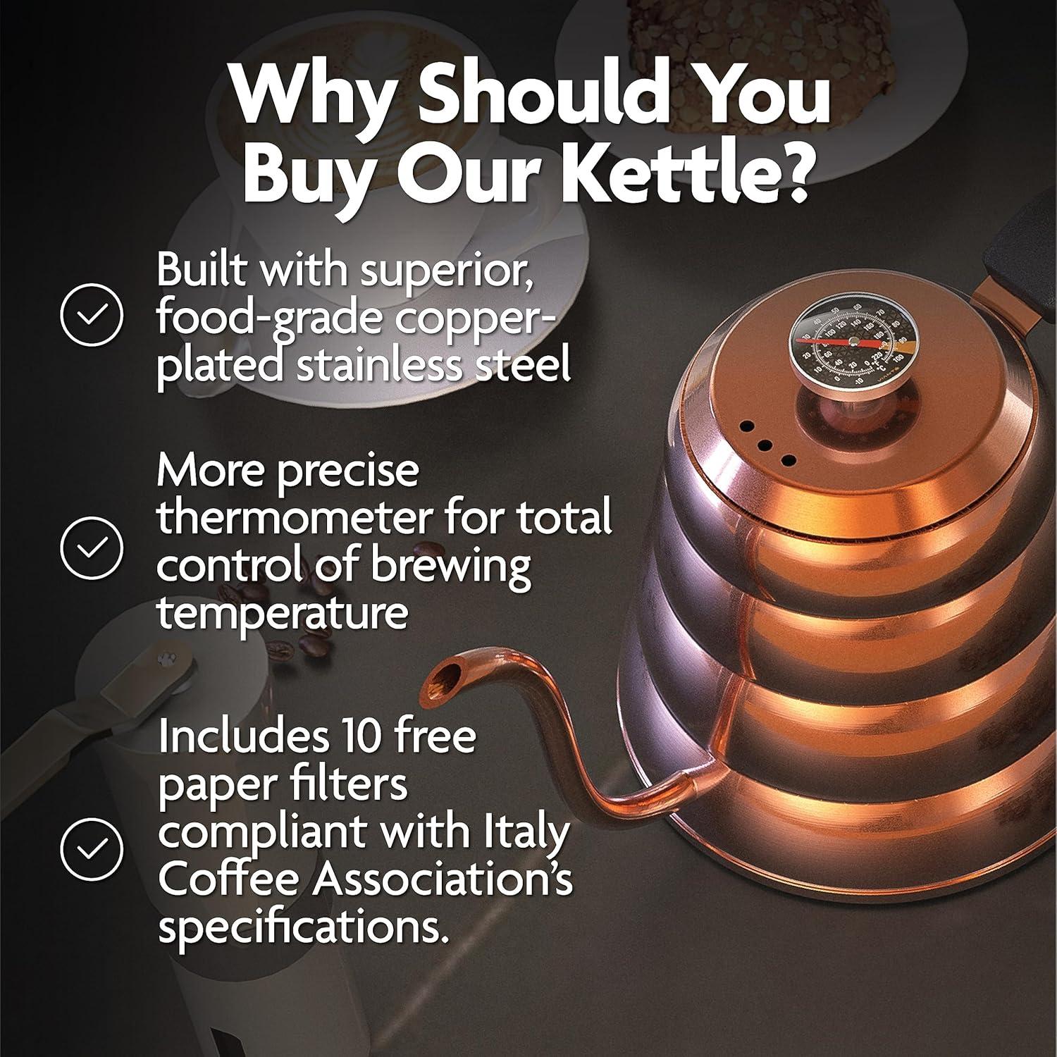 Tetera Vianté Gooseneck 1.18L Acero Inoxidable Cobre