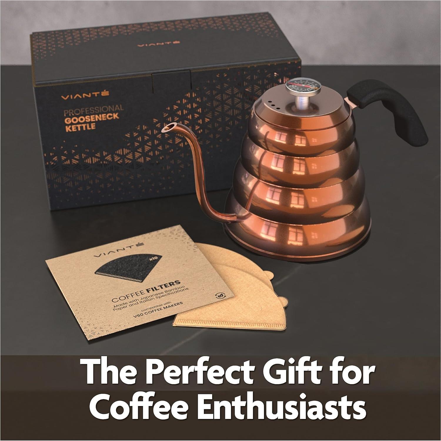 Tetera Vianté Gooseneck 1.18L Acero Inoxidable Cobre