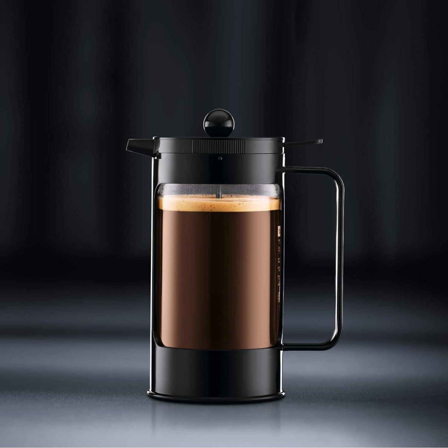 Cafetera de Prensa Francesa Bodum Bean 8 Tazas 1.01L Negra