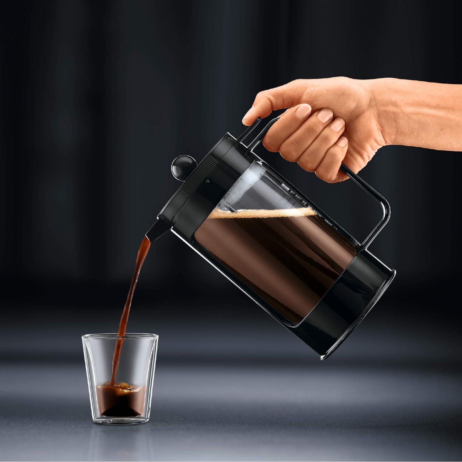 Cafetera de Prensa Francesa Bodum Bean 8 Tazas 1.01L Negra