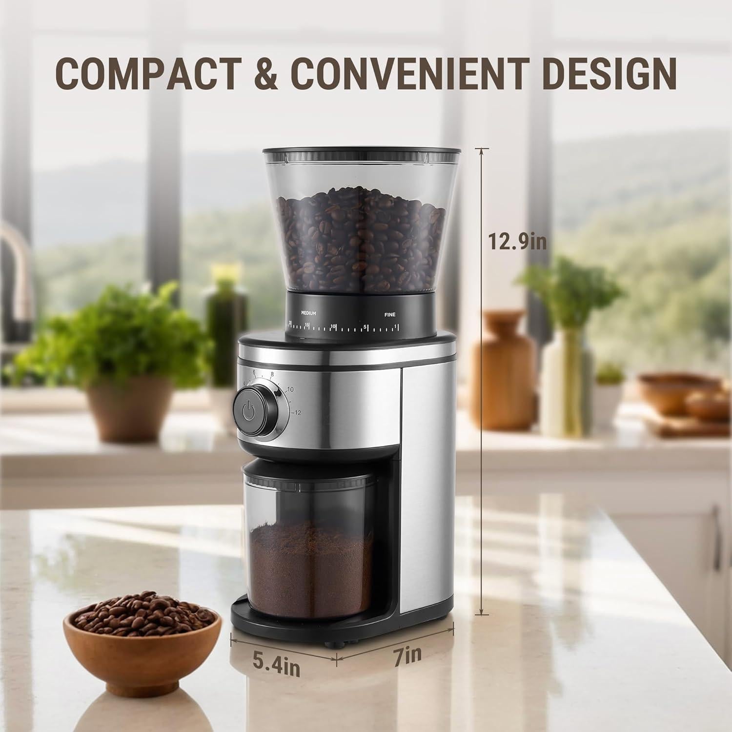 Molino de Café Eléctrico AYCHIRO 30 Configuraciones 2-12 Tazas