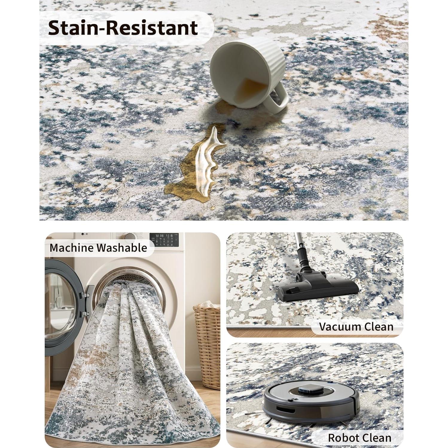 Alfombra Lavable Art&Tuft 5x7 TPR22 Azul Antideslizante