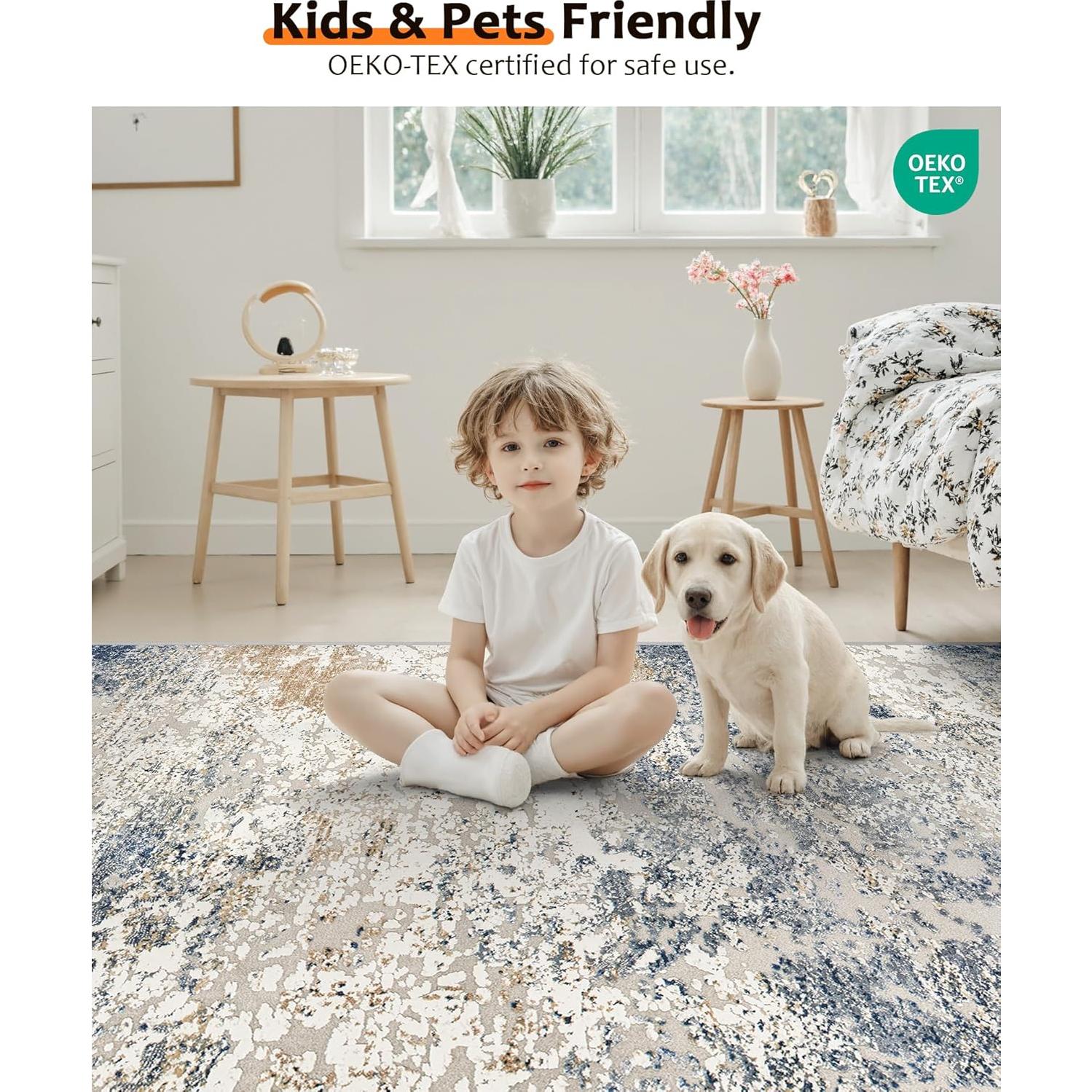 Alfombra Lavable Art&Tuft 5x7 TPR22 Azul Antideslizante