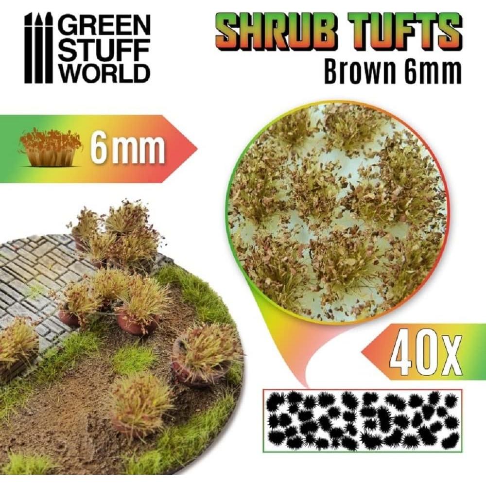 Tufts de Arbustos Green Stuff World 6mm Autoadhesivos Marrón