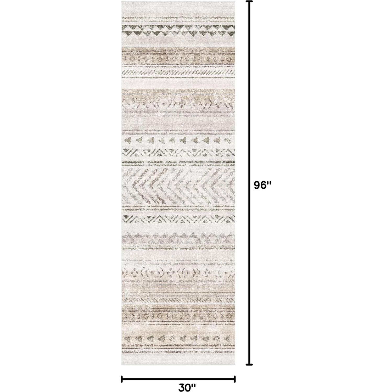 Alfombra Runner Art&Tuft 0.76x2.44m Marrón Geométrica Lavable