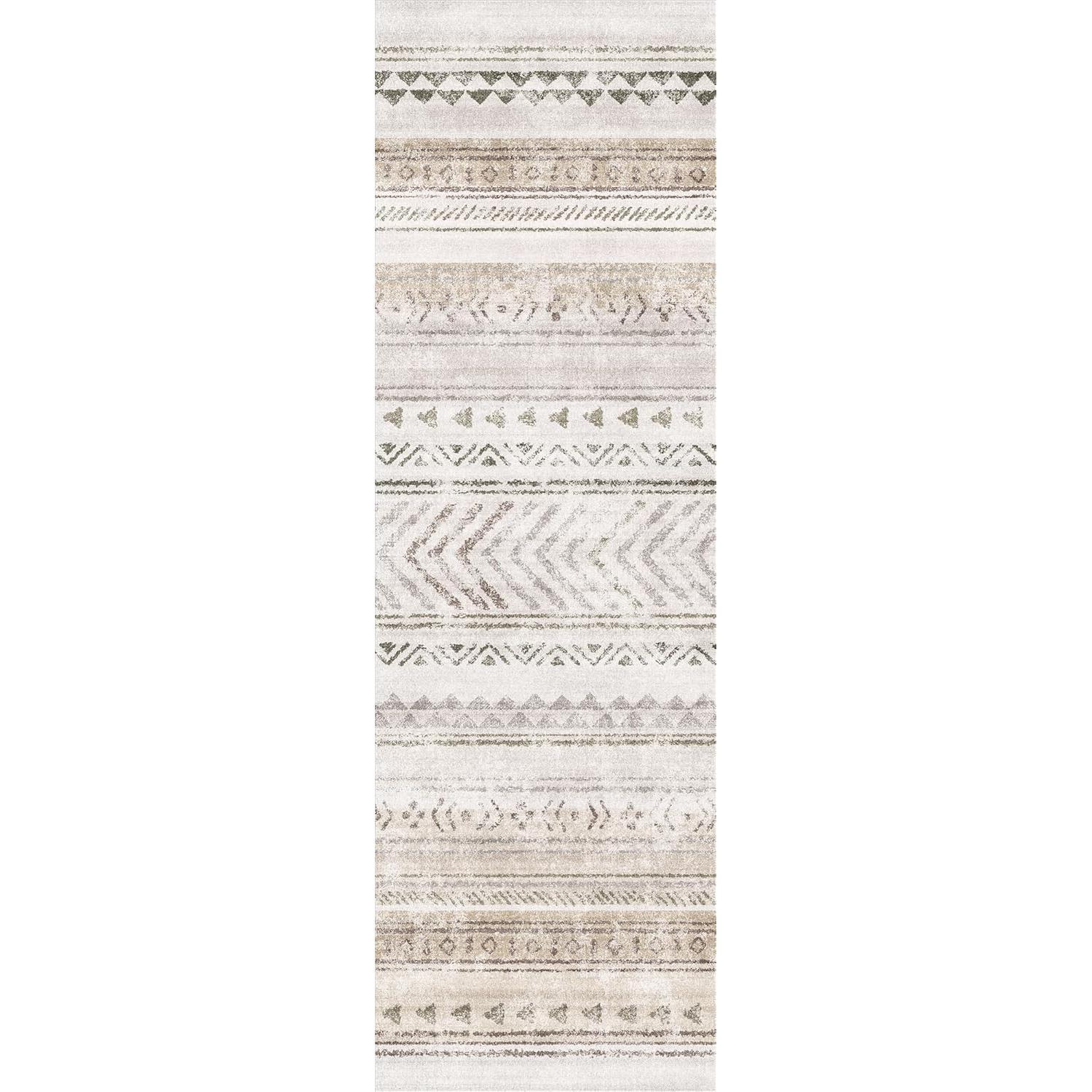 Alfombra Runner Art&Tuft 0.76x2.44m Marrón Geométrica Lavable