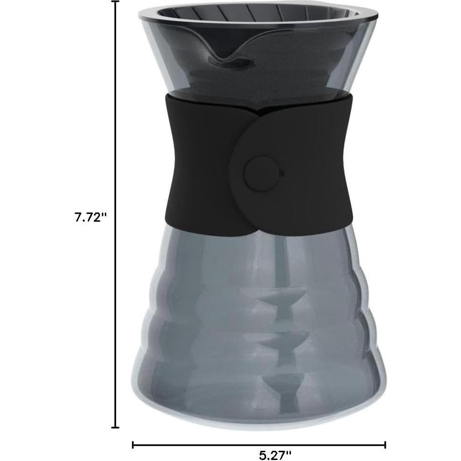 Decantador de café Hario V60 700ml Vidrio Negro con Filtro