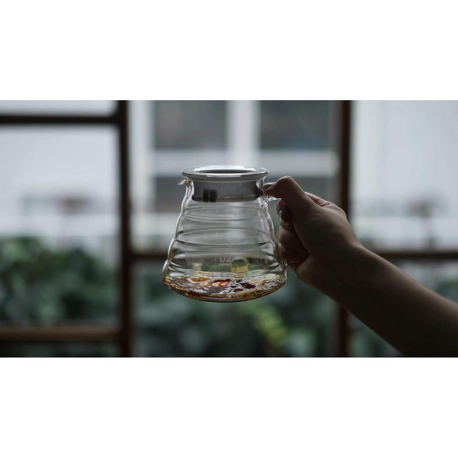 Kit de Café por Goteo Hario V60 - Dripper Cerámica, Jarra Vidrio 600ml, 100 Filtros