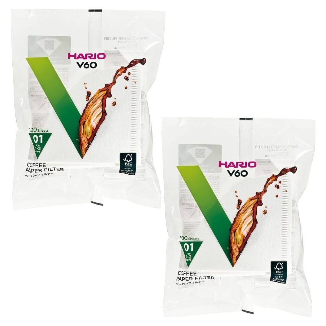 Filtro de Papel para Café Hario V60 Tamaño 01 - 200 Piezas
