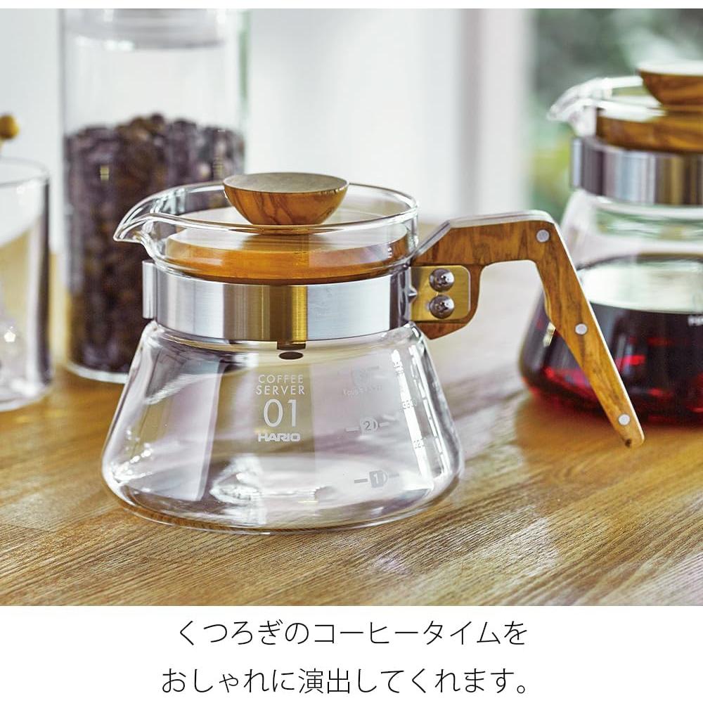 Servidor de Café Hario V60 600ml Madera de Olivo
