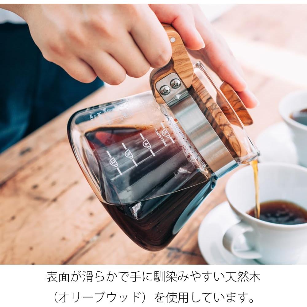 Servidor de Café Hario V60 600ml Madera de Olivo