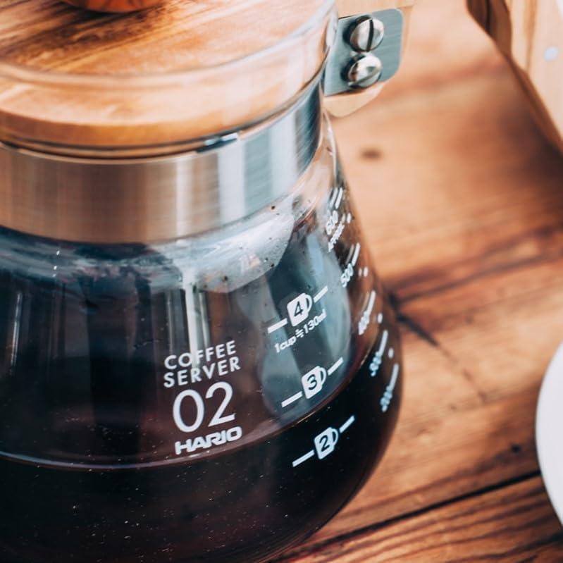 Servidor de Café Hario V60 600ml Madera de Olivo