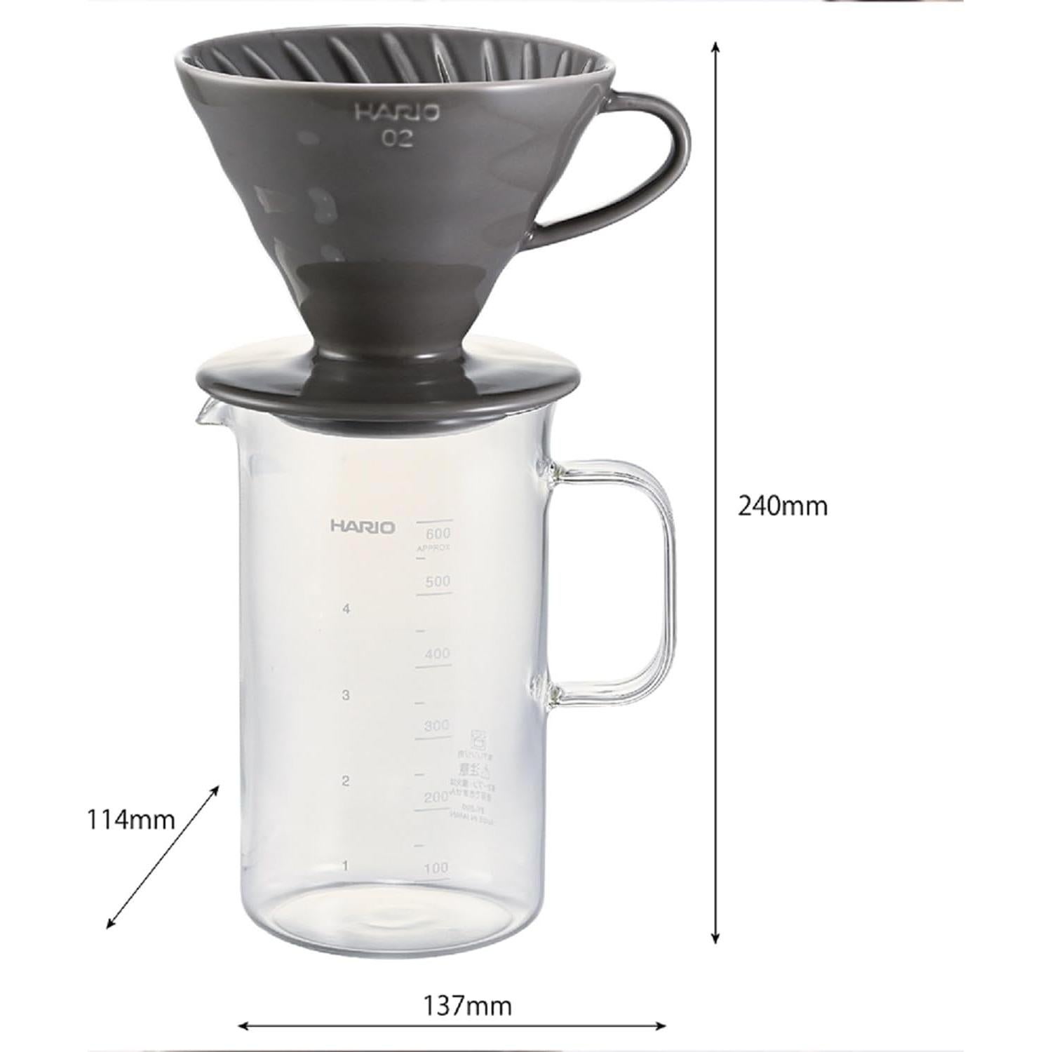 Juego de Goteador y Servidor HARIO BVD-3012-GR 600ml Gris