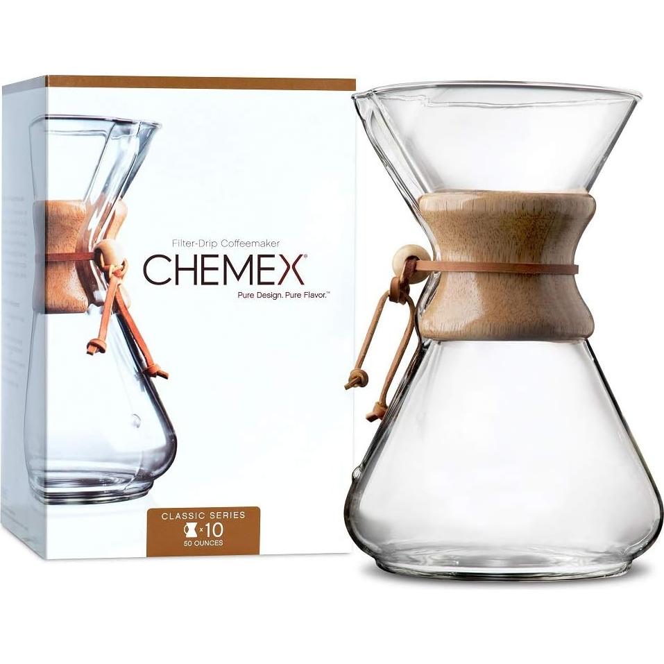 Cafetera Chemex Pour-Over Clásica 10 Tazas - Vidrio Borosilicato