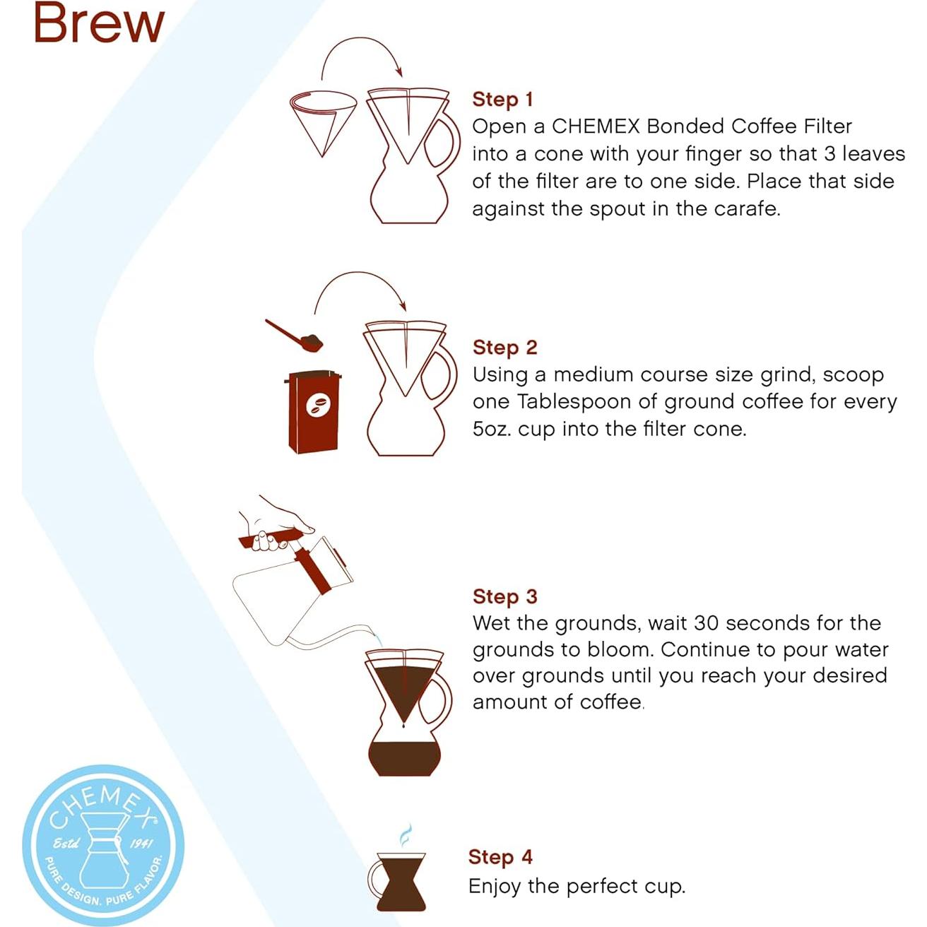 Cafetera Chemex Pour-Over de Vidrio - 6 Tazas - Modelo CM-6GH