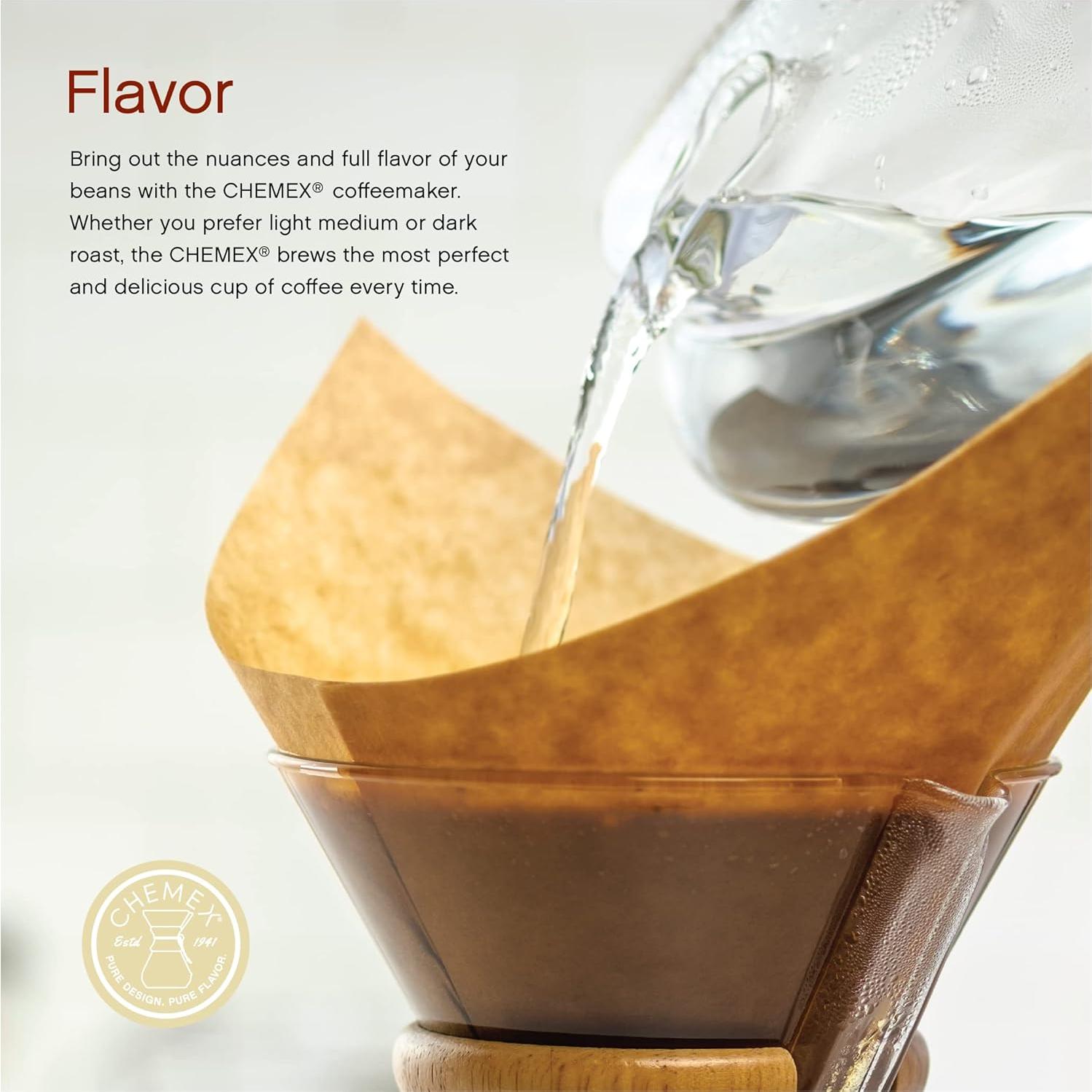 Filtro de Café Chemex Bonded Cuadrado Natural 100 ct