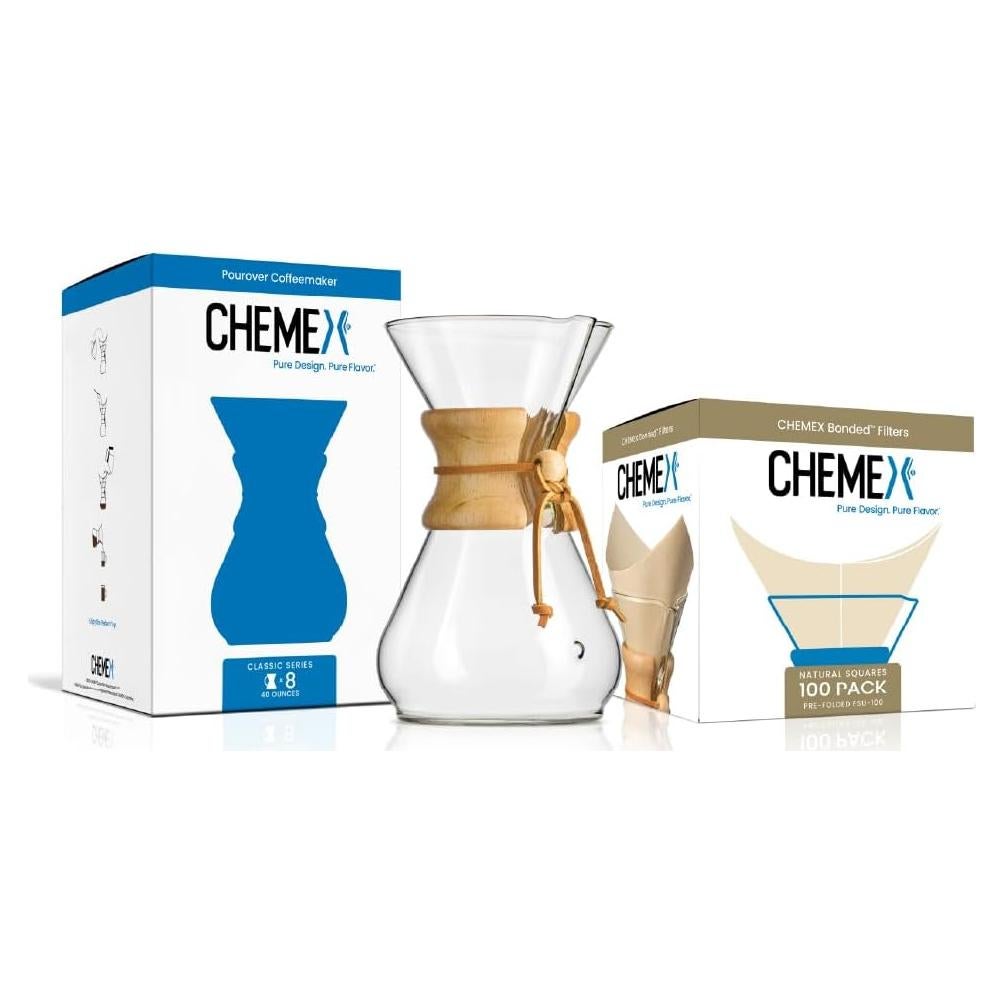 Cafetera Chemex Clásica 8 Tazas + 100 Filtros Bonded