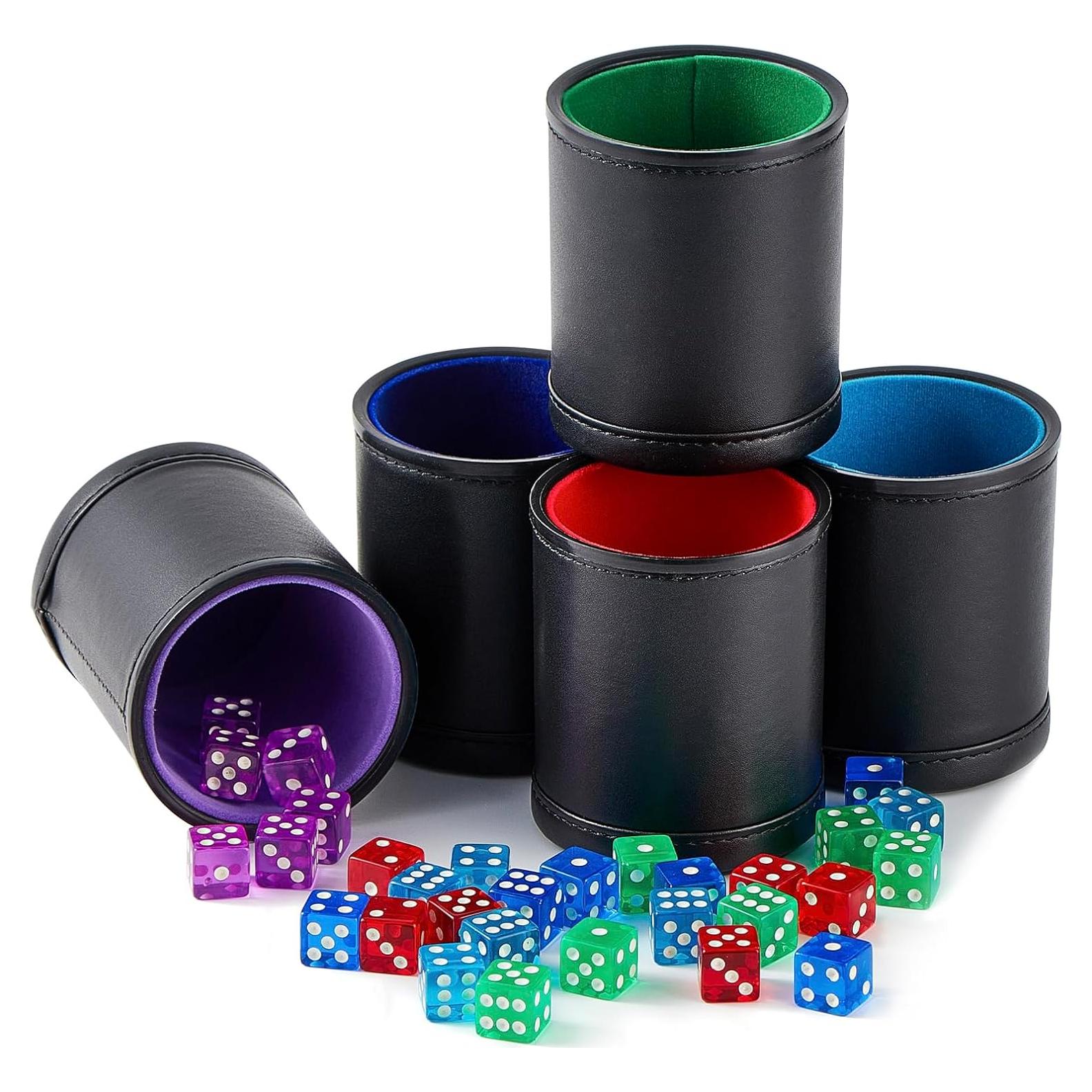 Paquete de 5 Copas de Dados TOPTAN con Terciopelo Colorido