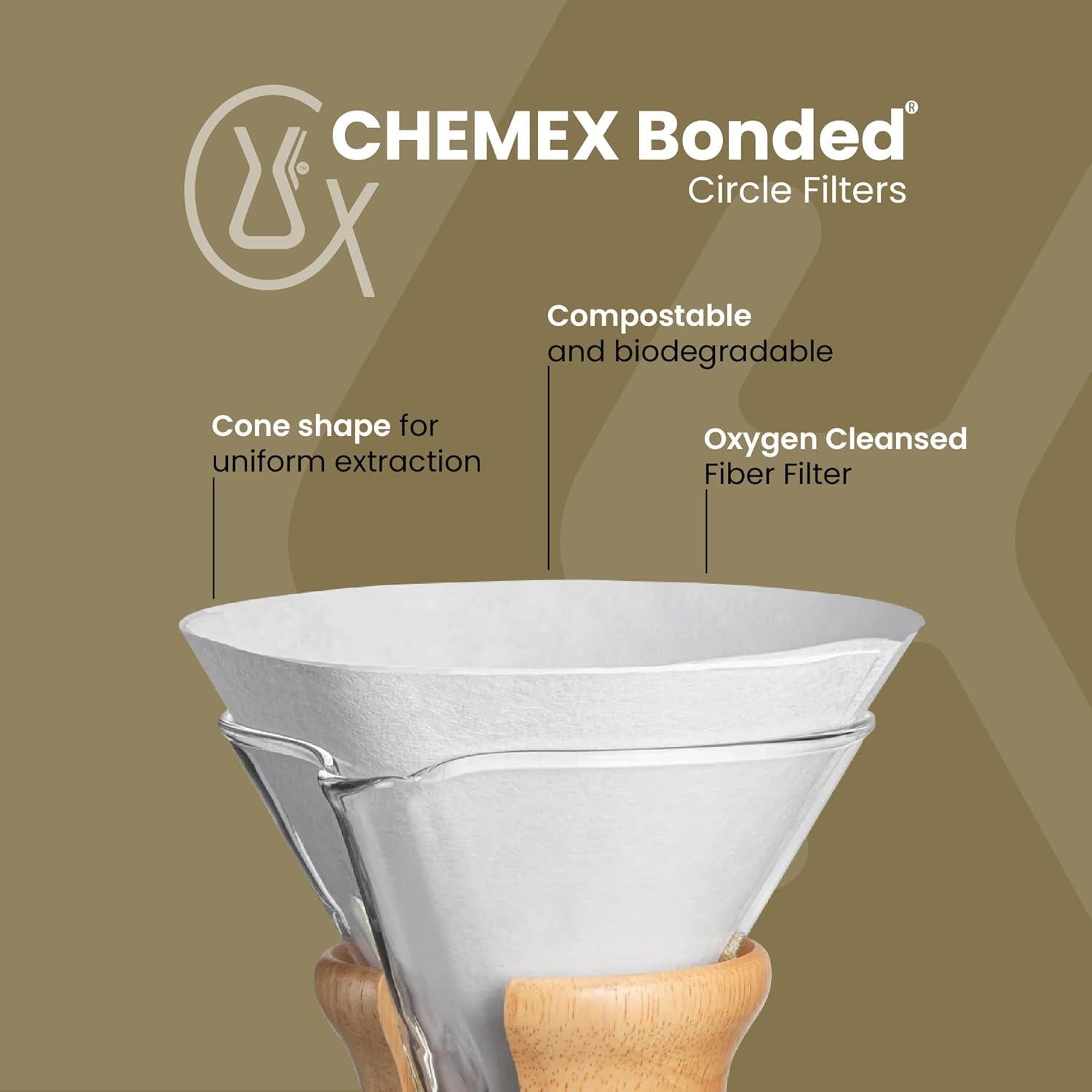 Filtros de Café Chemex Bonded - 100 Unidades - Circulares