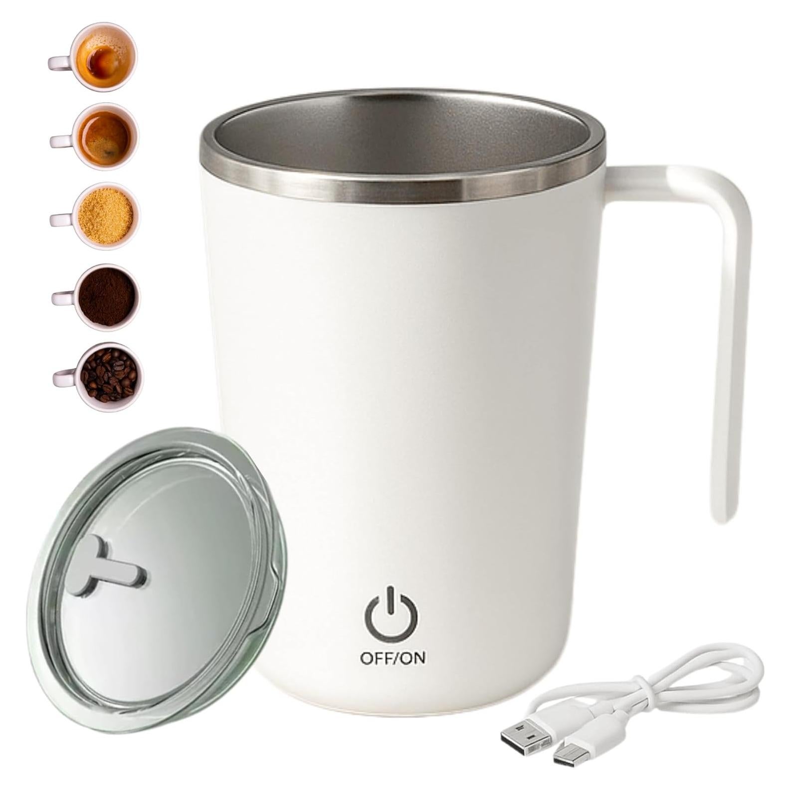 Taza de café auto mezcladora FsKPRO blanca 12.45x9x7.99cm