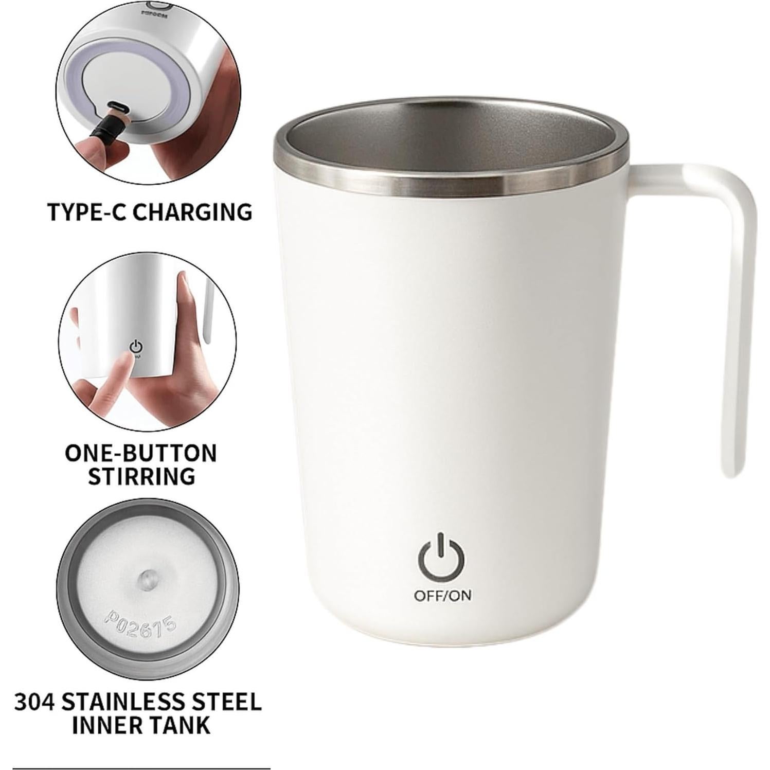 Taza de café auto mezcladora FsKPRO blanca 12.45x9x7.99cm