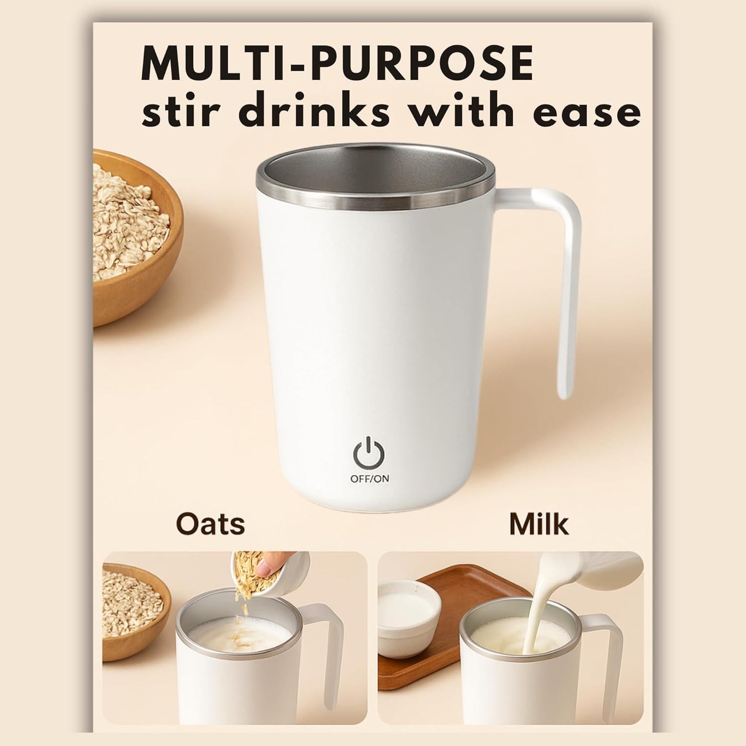 Taza de café auto mezcladora FsKPRO blanca 12.45x9x7.99cm