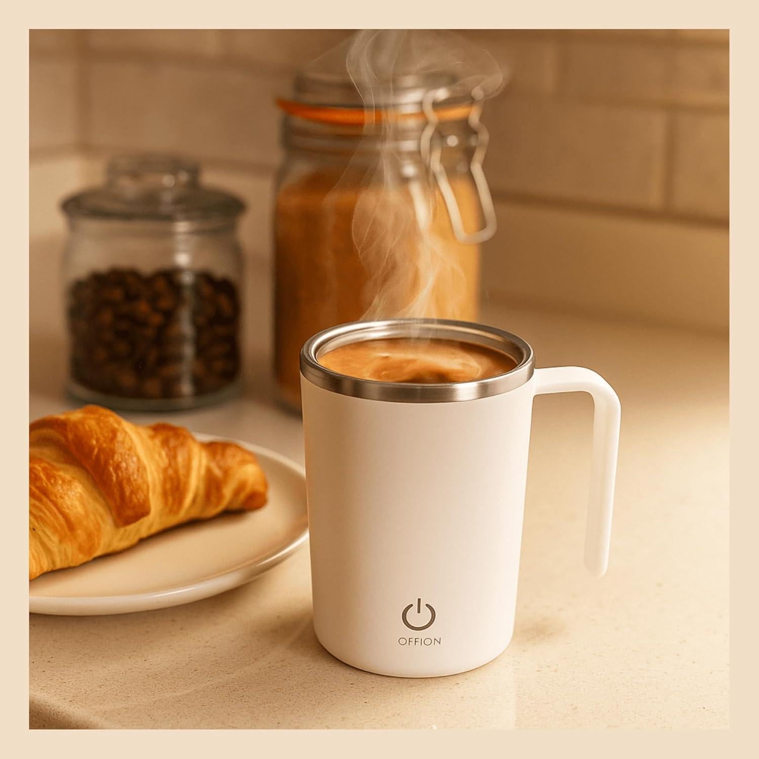 Taza de café auto mezcladora FsKPRO blanca 12.45x9x7.99cm