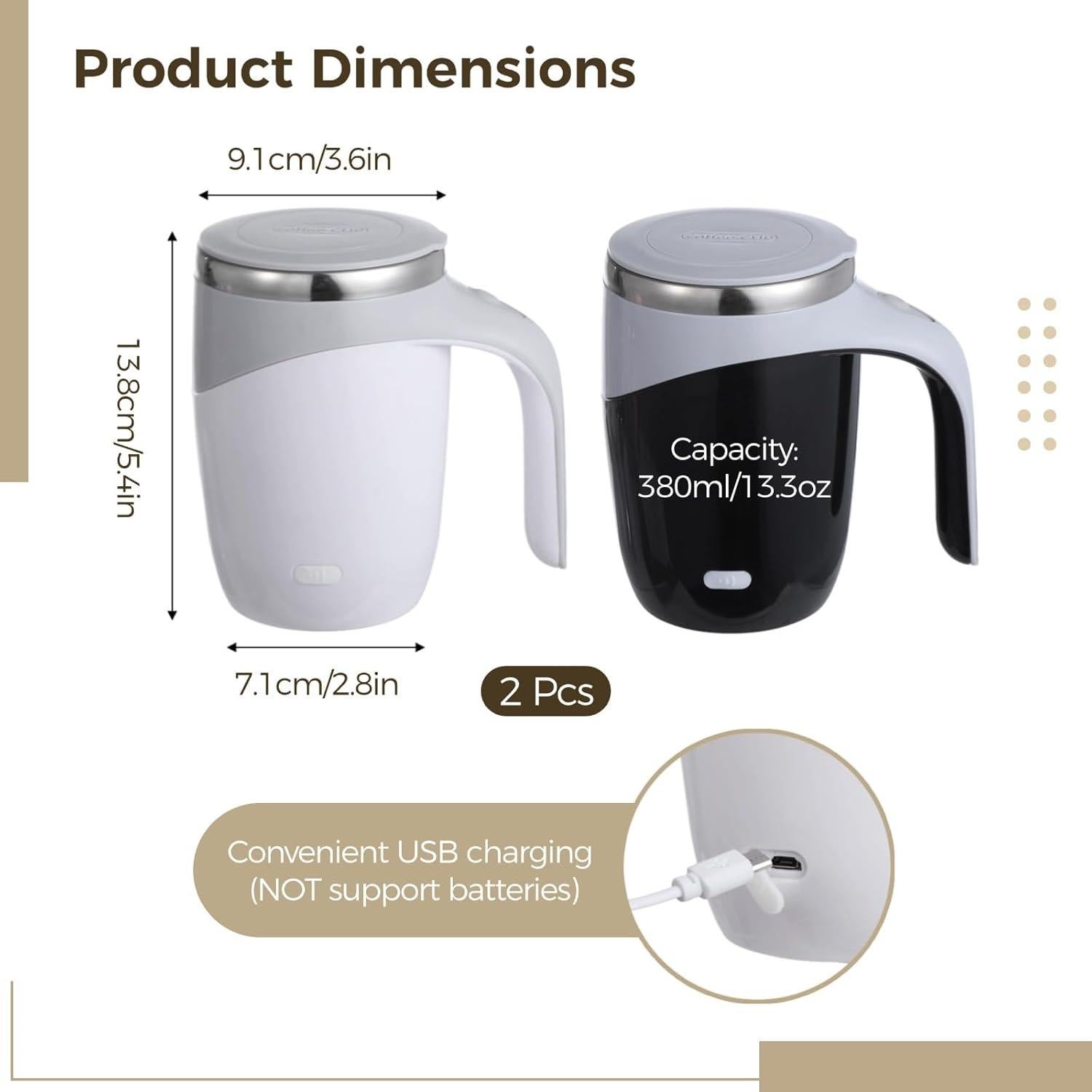 Taza de café auto mezcladora Lnrueg 393.7ml 2 piezas