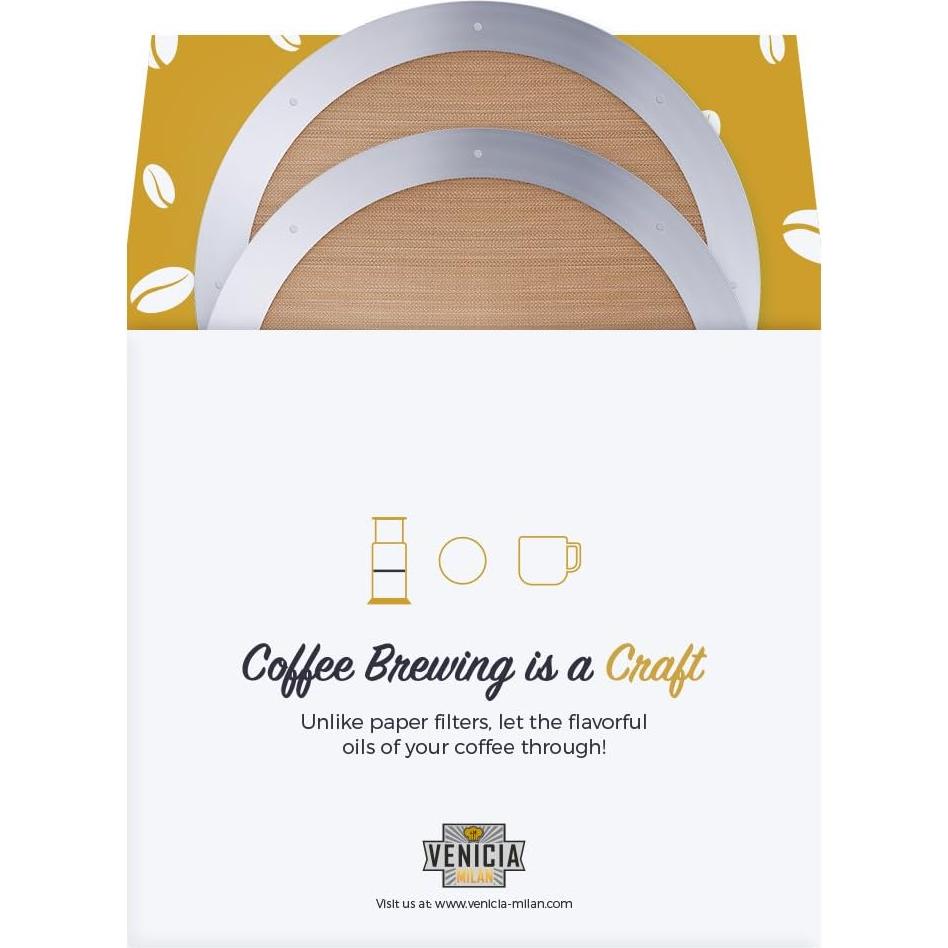 Paquete de 2 Filtros de Acero Inoxidable AeroPress Coffee Bean