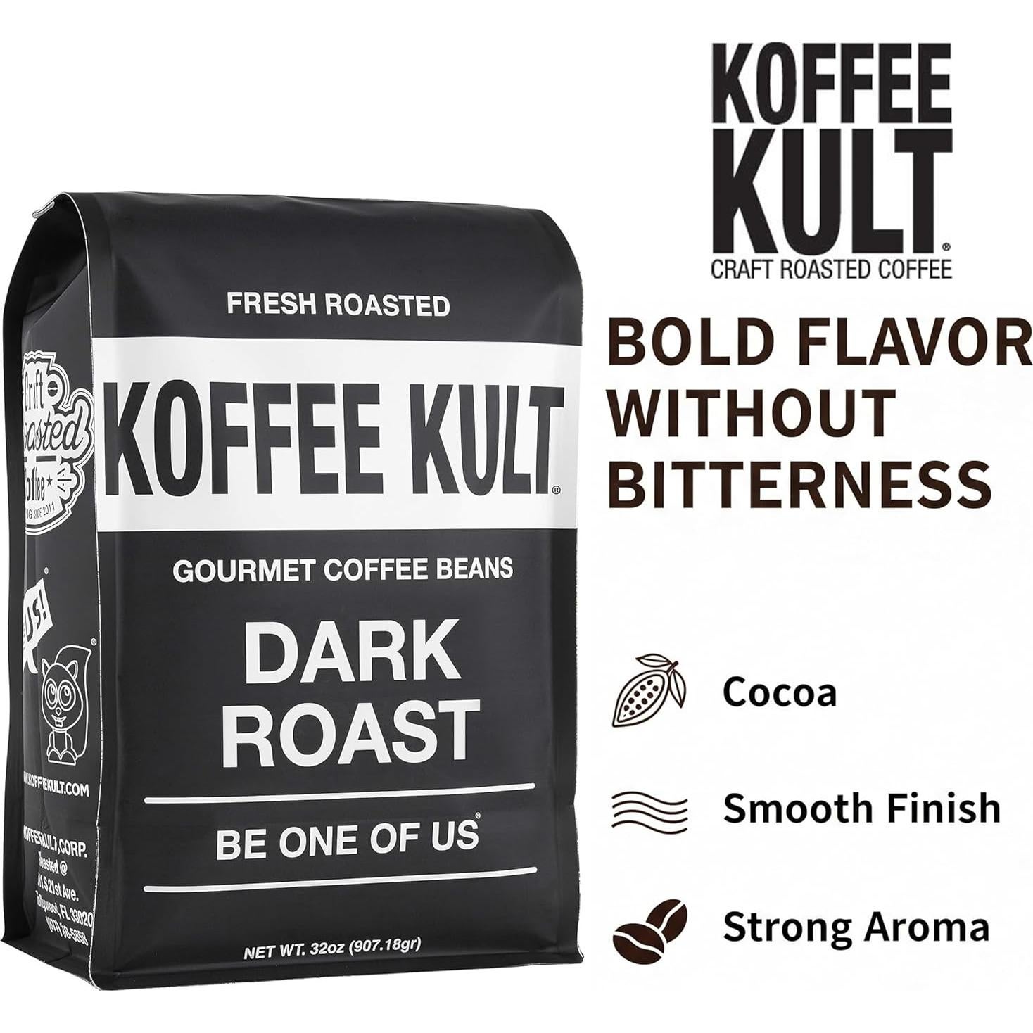 Café de Grano Entero Tostado Oscuro Koffee Kult 32oz Gourmet