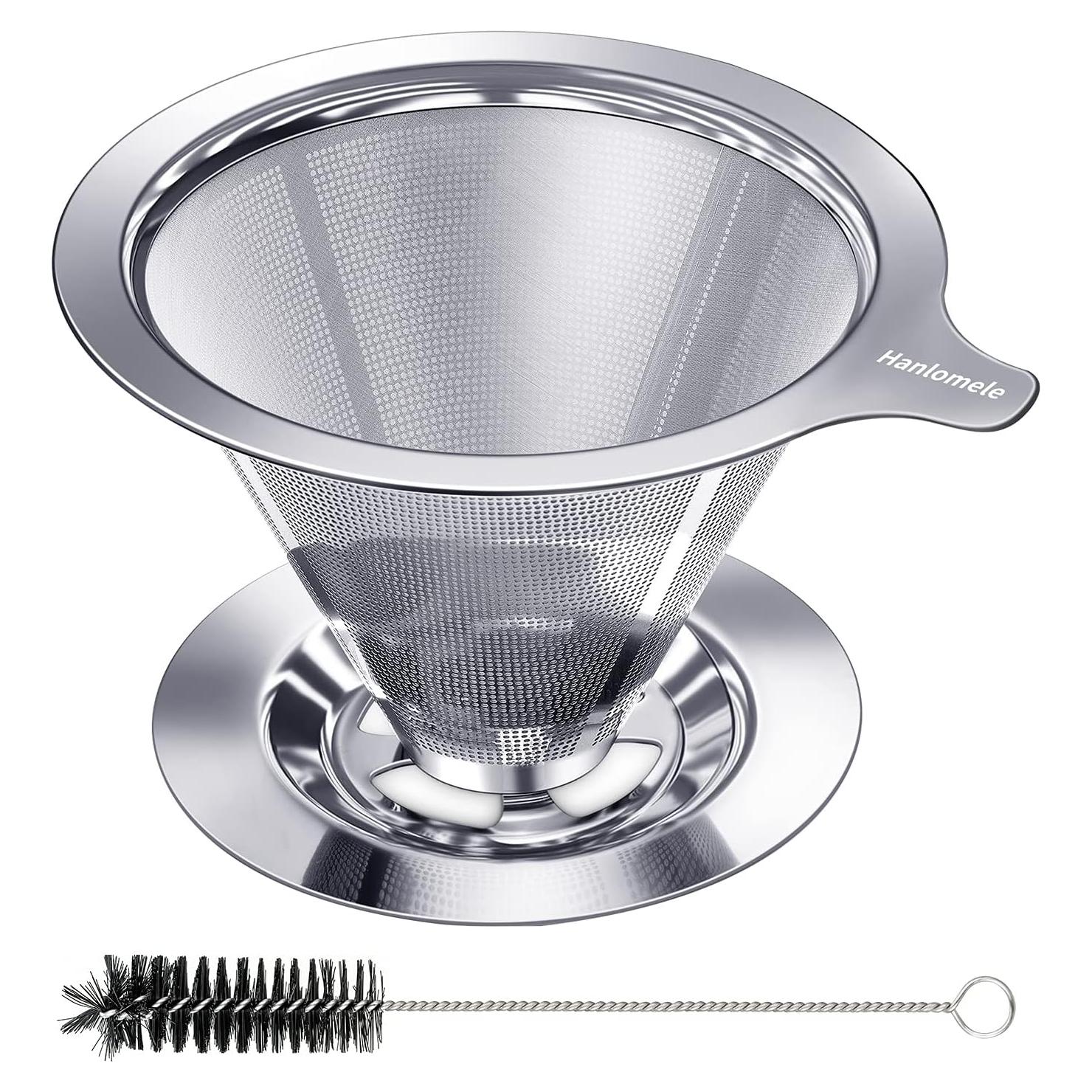 Goteador de Café Hanlomele Acero Inoxidable 1-2 Taza Doble Malla