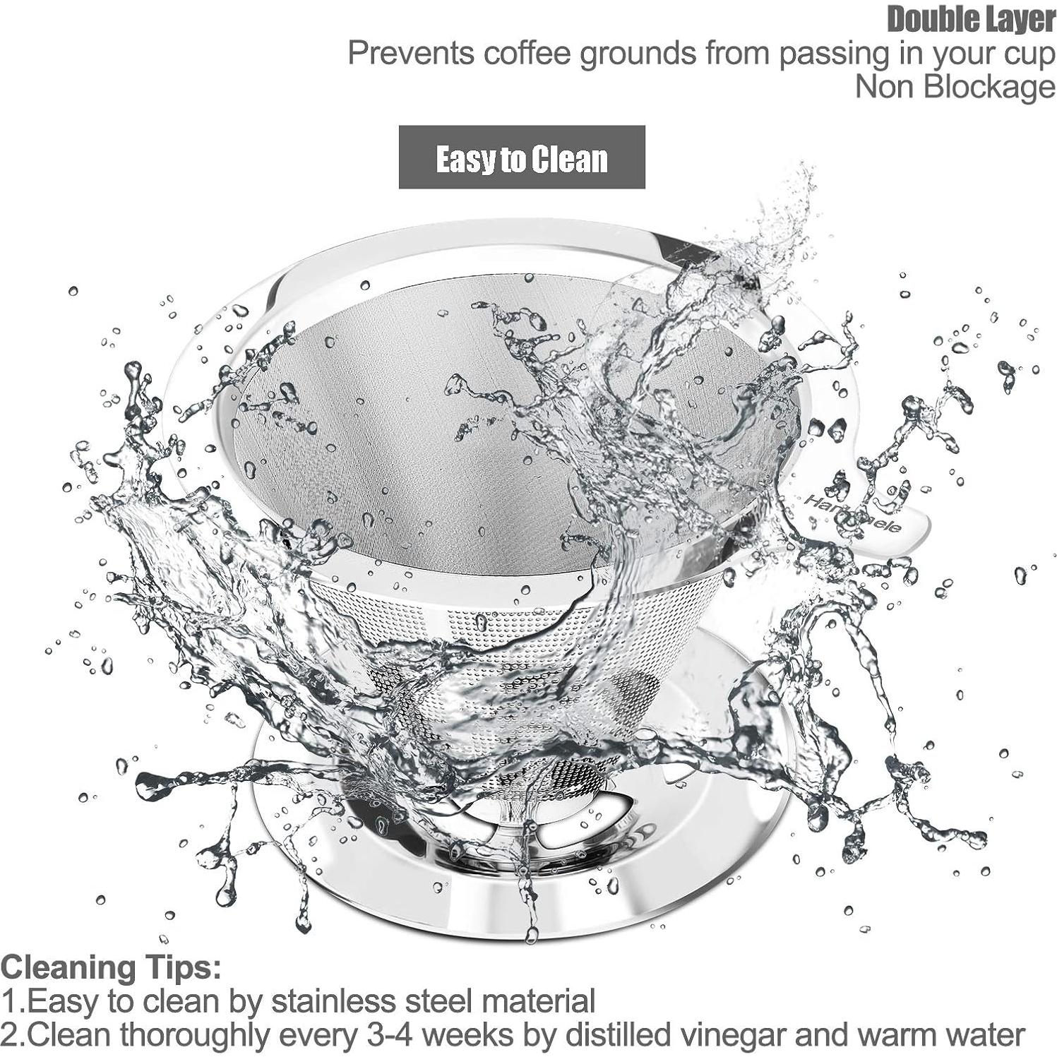 Goteador de Café Hanlomele Acero Inoxidable 1-2 Taza Doble Malla