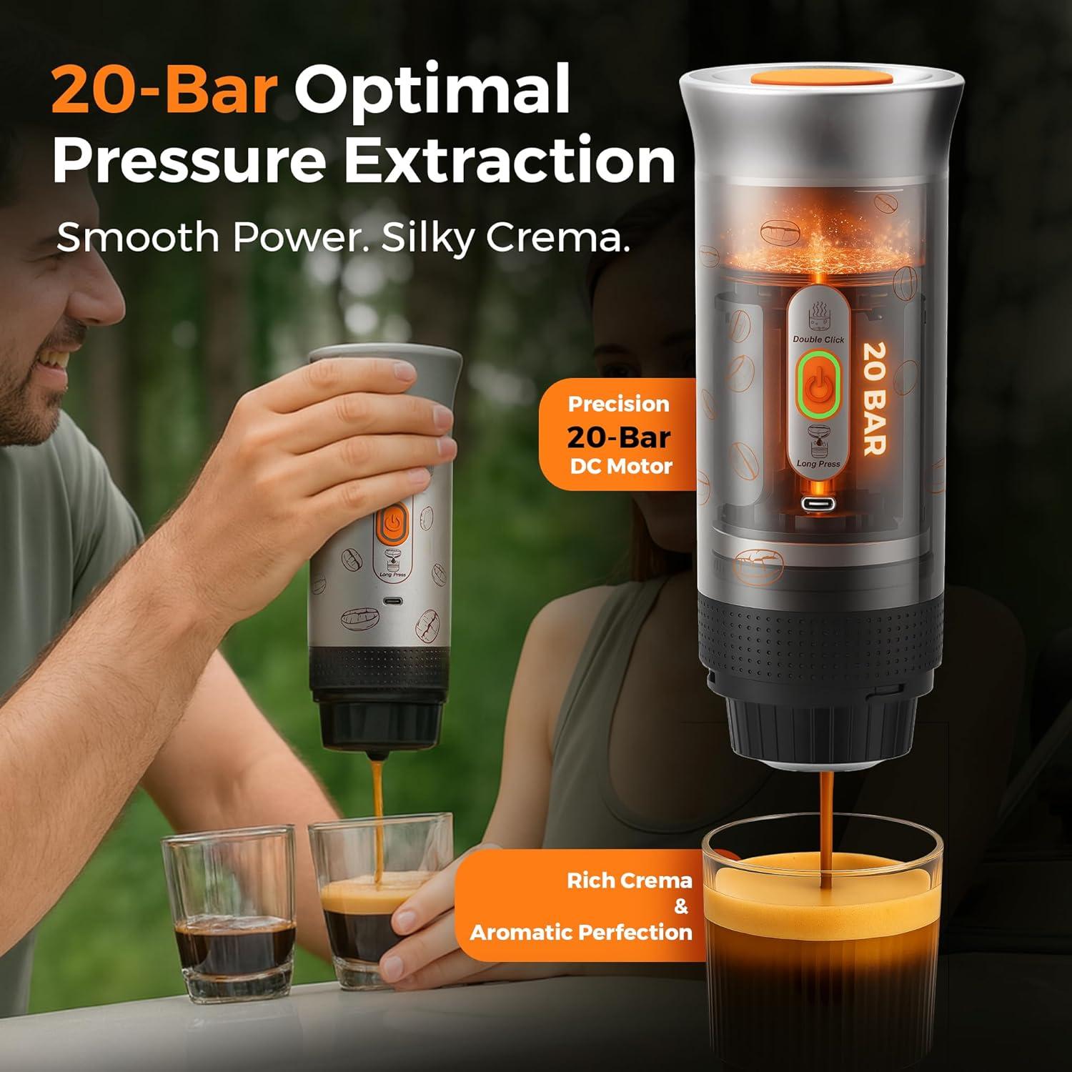 Cafetera de Espresso Portátil Aerogogo 20 Bar Inalámbrica