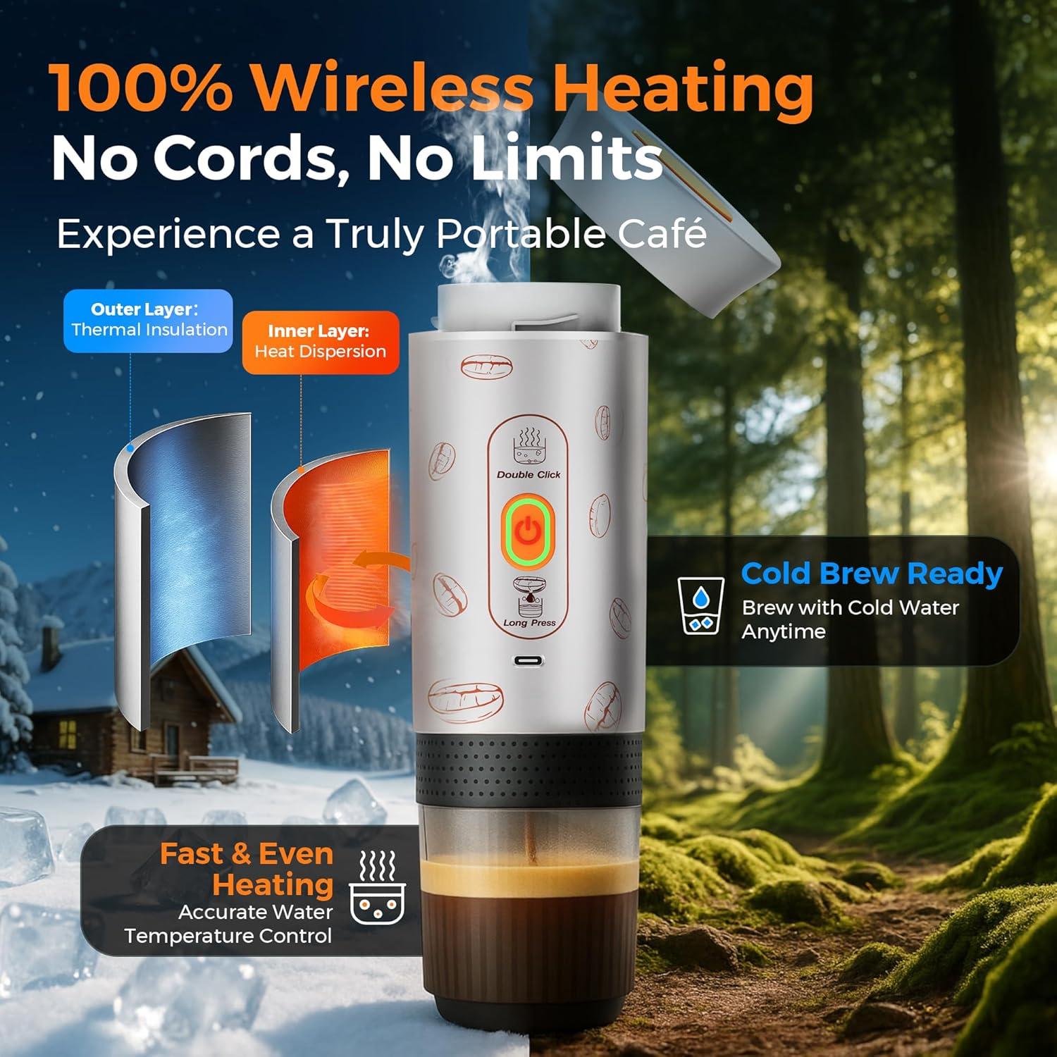 Cafetera de Espresso Portátil Aerogogo 20 Bar Inalámbrica