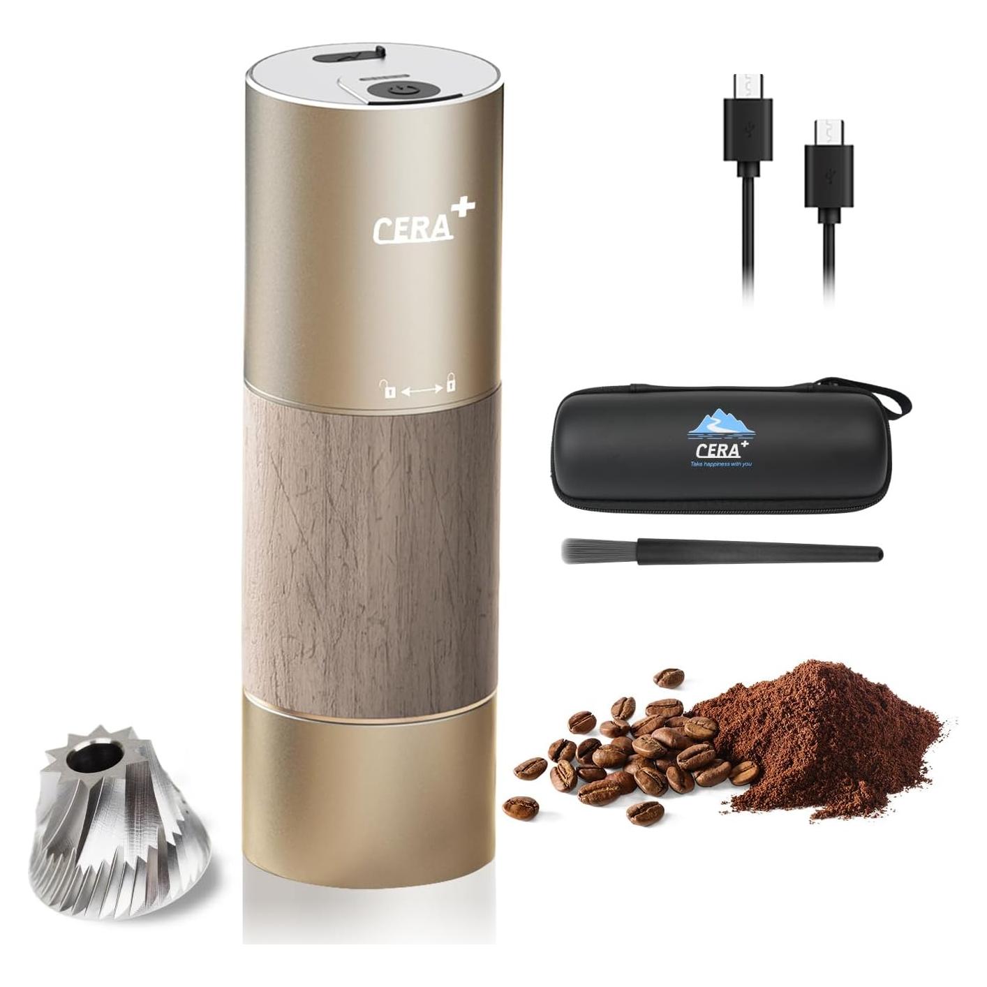 Molinillo de Café Eléctrico CERA+ Oro Portátil 20g