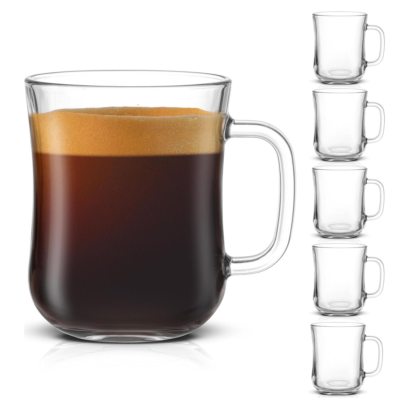 Set de 6 Tazas de Café de Vidrio JoyJolt 15.5oz Apto Lavavajillas