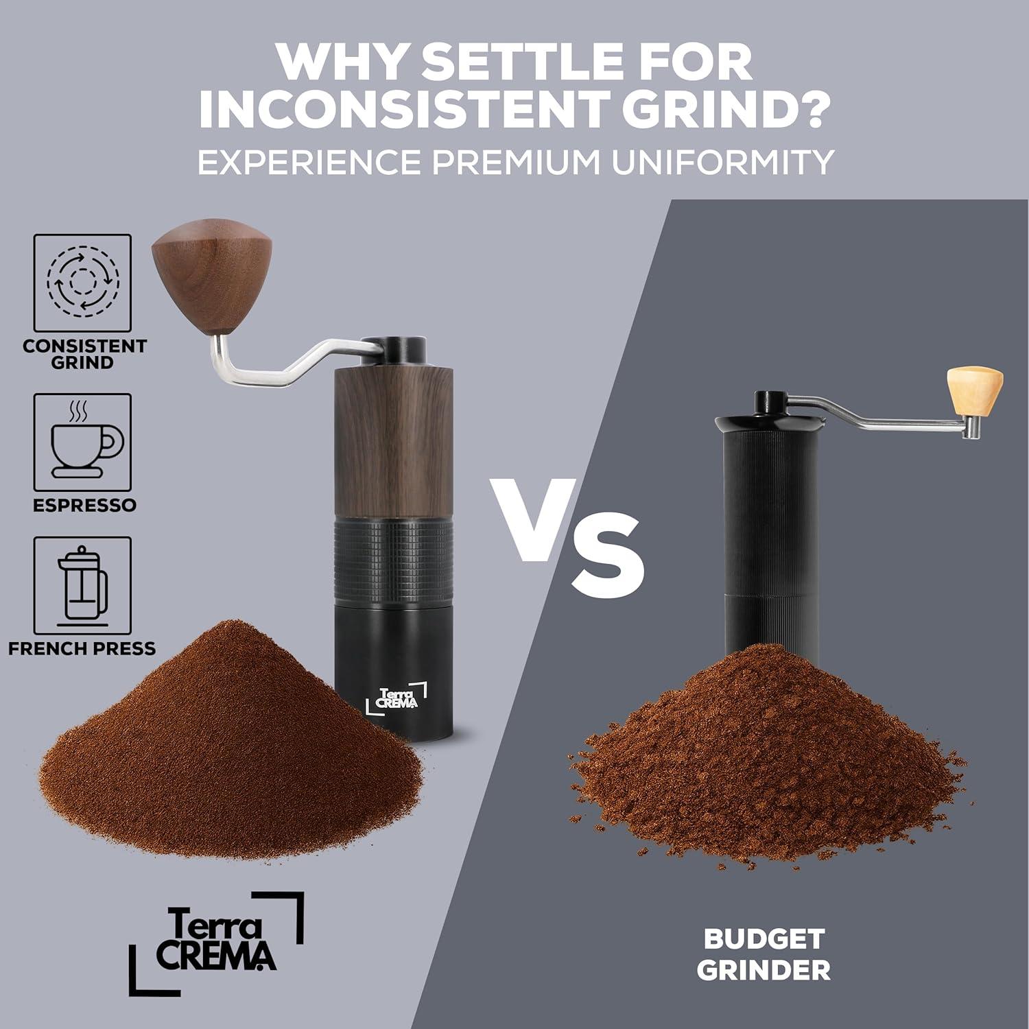 Molino de Café Manual Terra CREMA TC1 - Acero Inoxidable, 0.53 kg