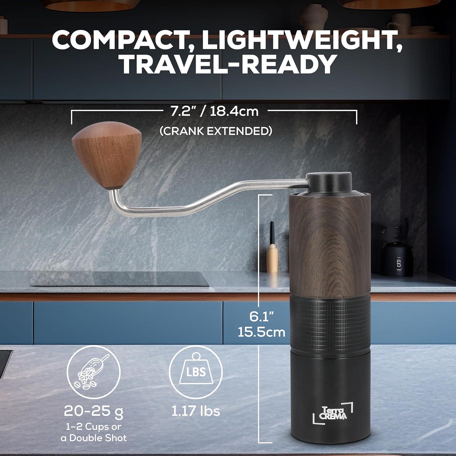 Molino de Café Manual Terra CREMA TC1 - Acero Inoxidable, 0.53 kg