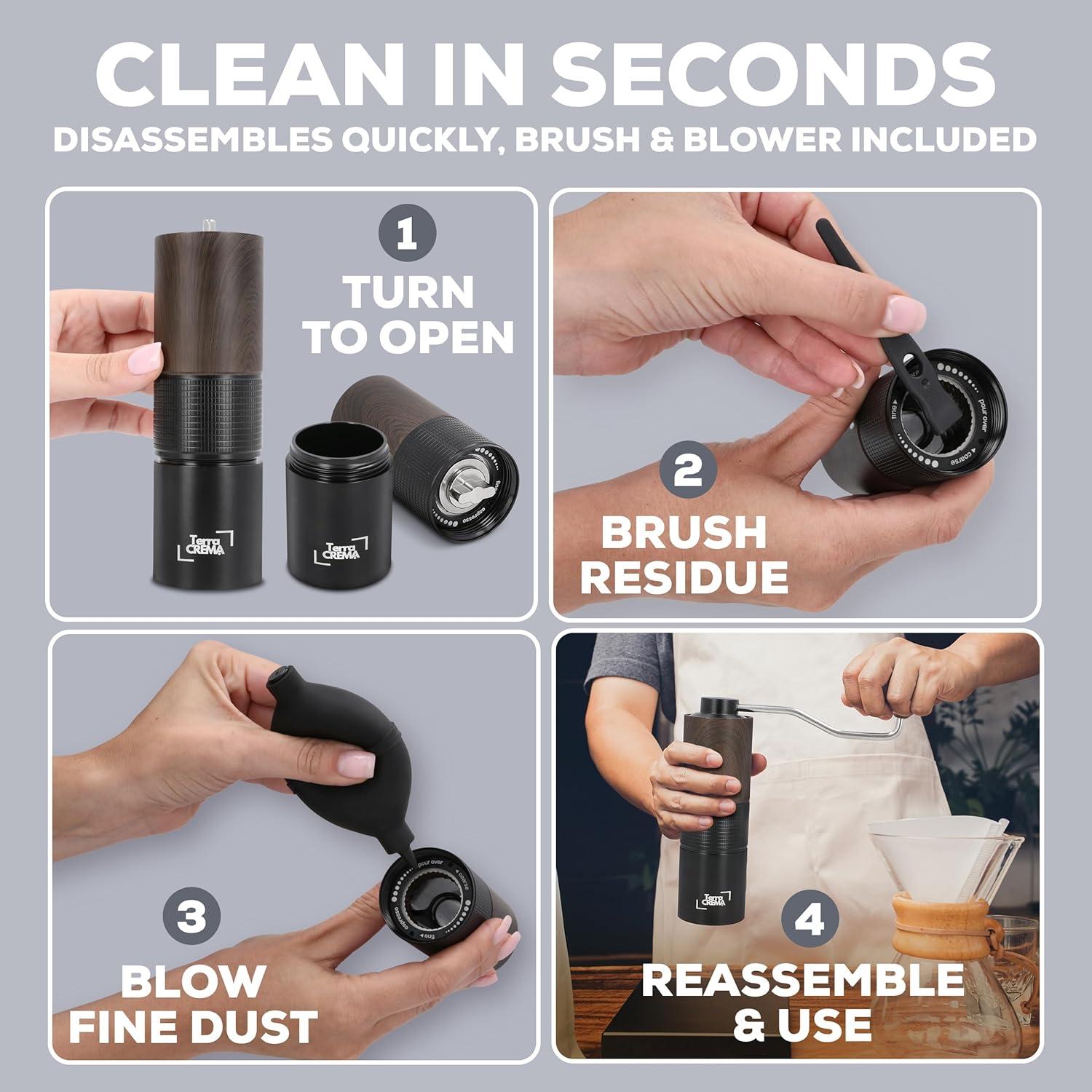 Molino de Café Manual Terra CREMA TC1 - Acero Inoxidable, 0.53 kg