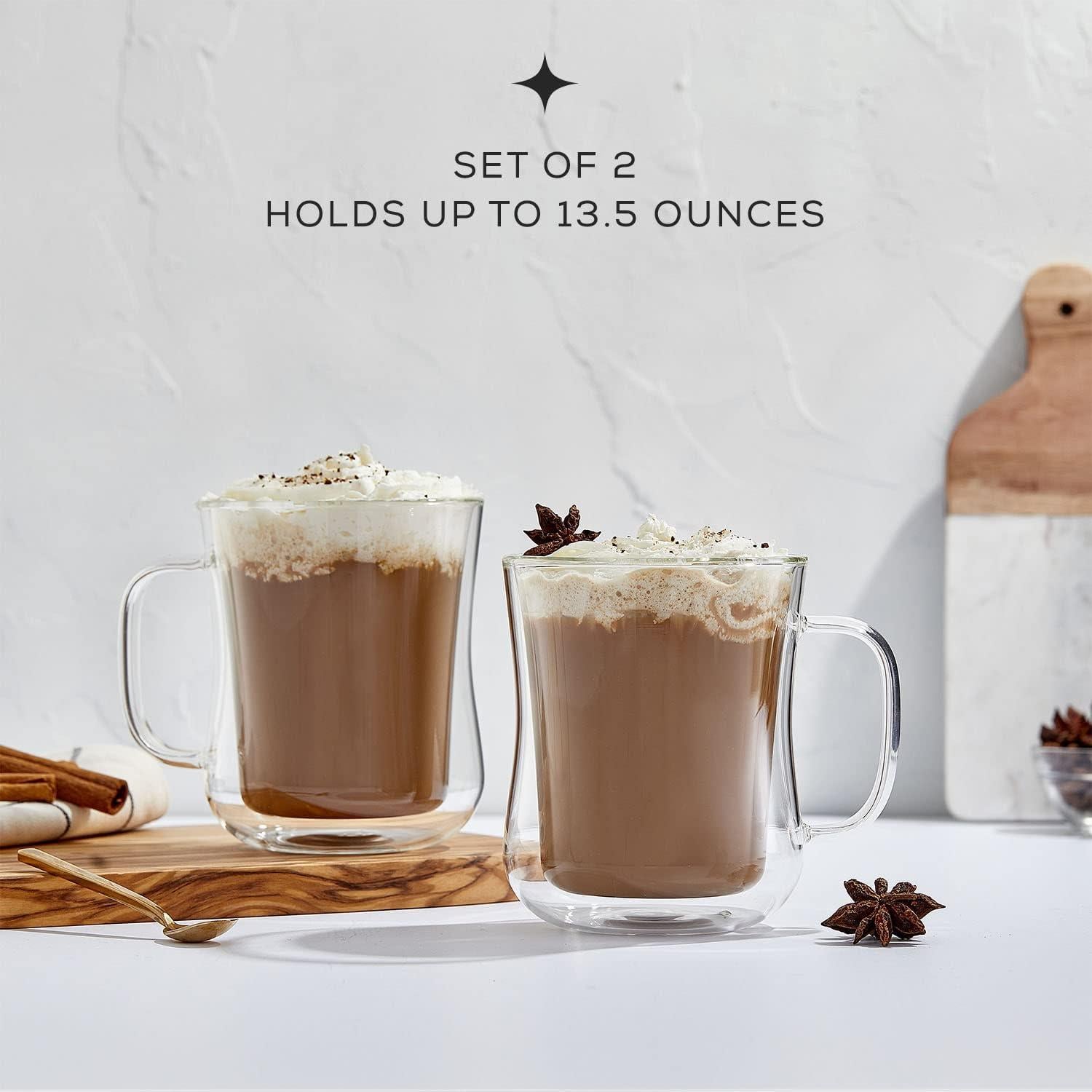 Tazas de Café de Doble Pared JoyJolt - 368ml Juego de 2