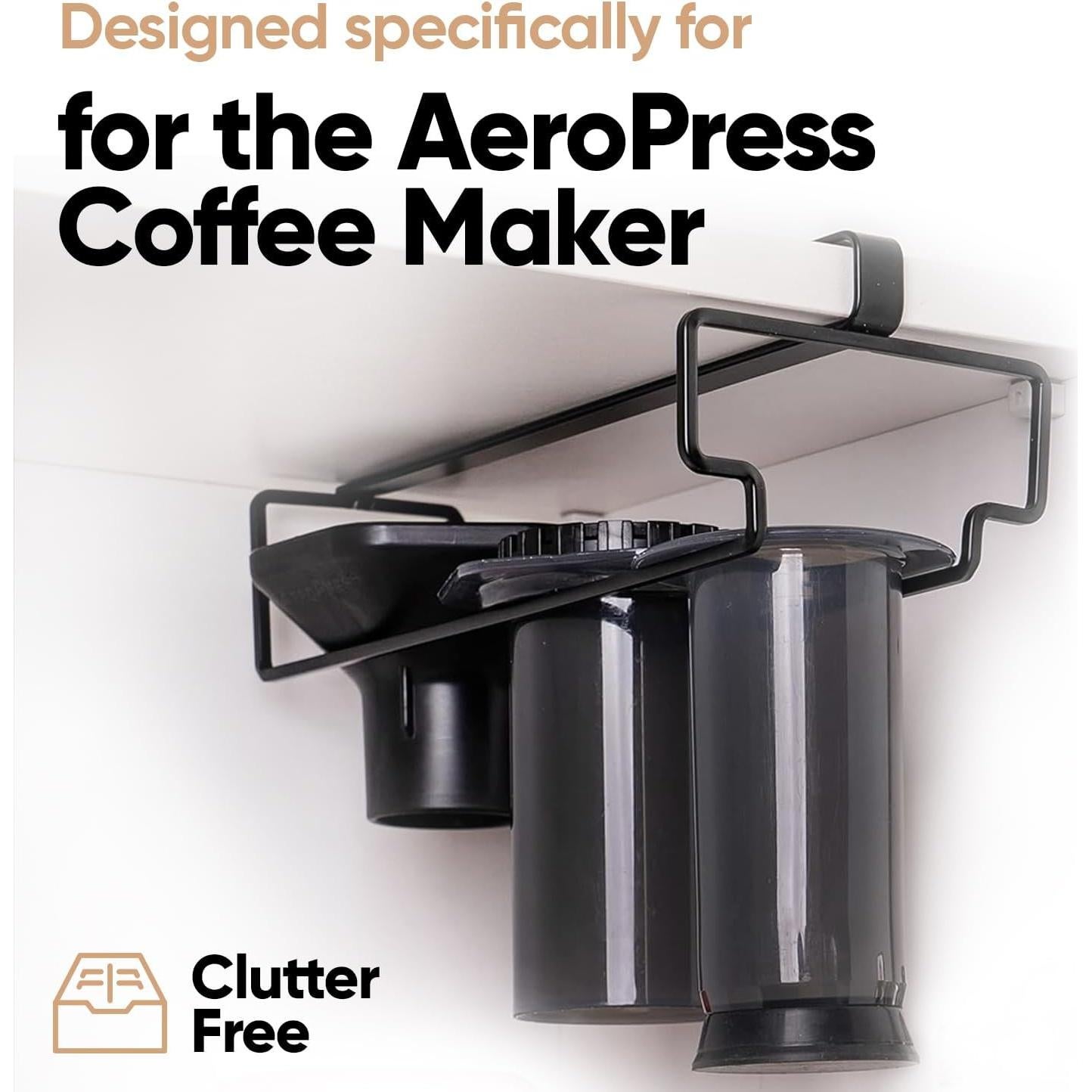 Estante Colgante Altura para AeroPress - Negro, Acero Aleado