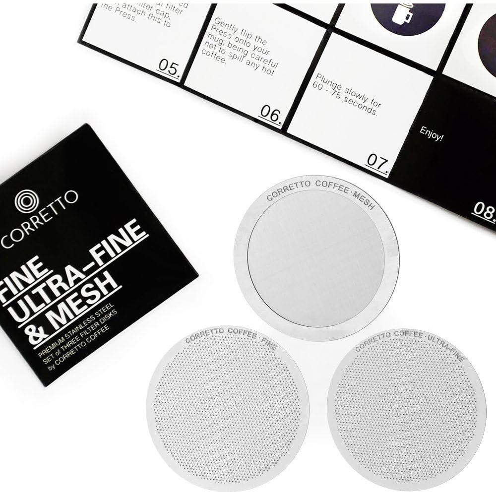 Juego de 3 Filtros Metálicos Reutilizables Corretto para AeroPress