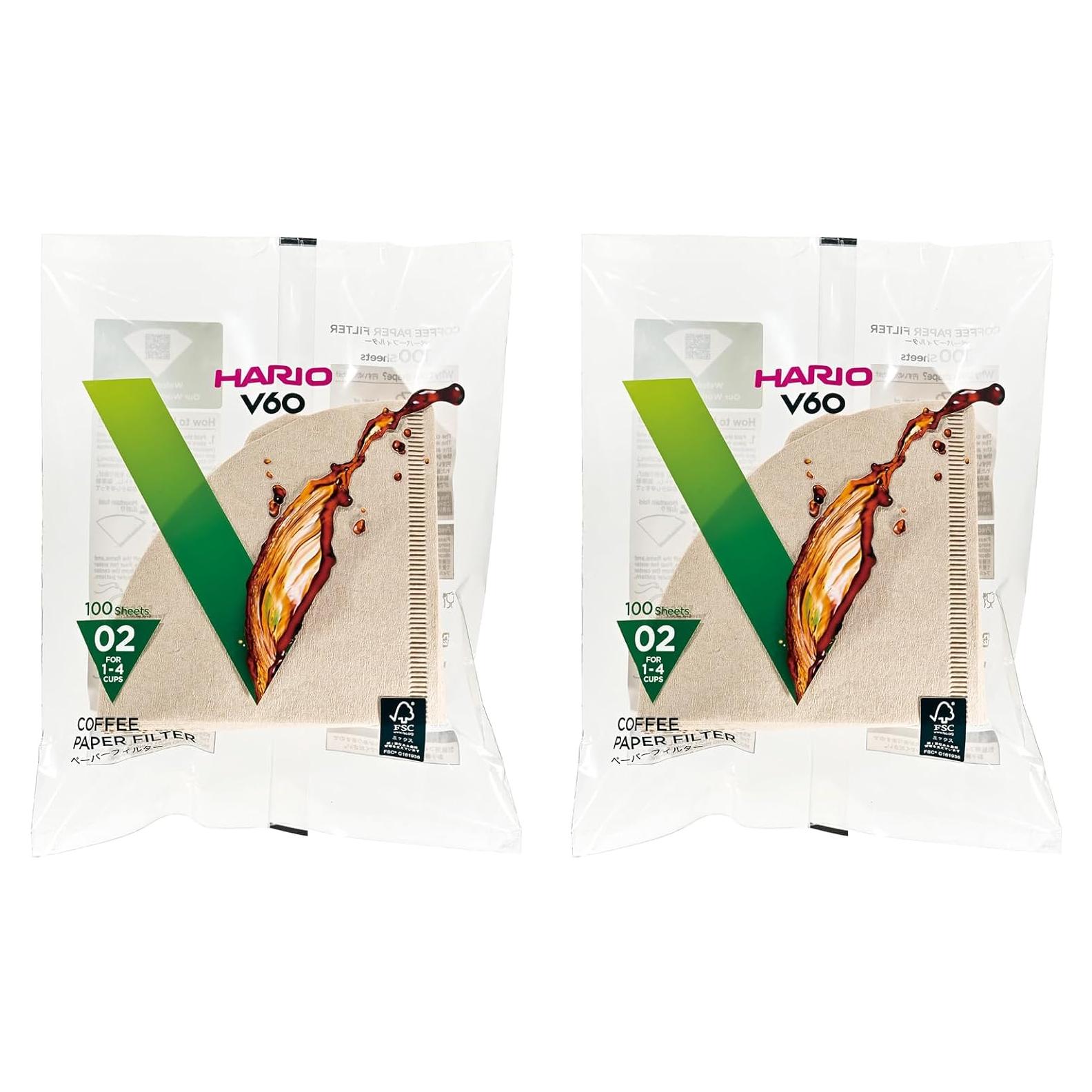 Filtro de Papel HARIO VCF-02-100M para V60, 200 Hojas, 1-4 Tazas