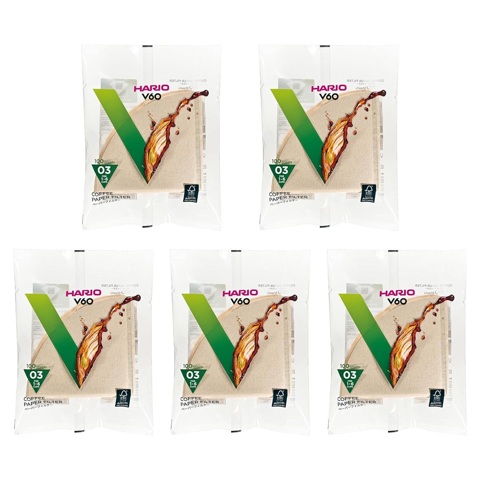 Filtro de Papel HARIO VCF-03-100M para V60 - 500 Hojas